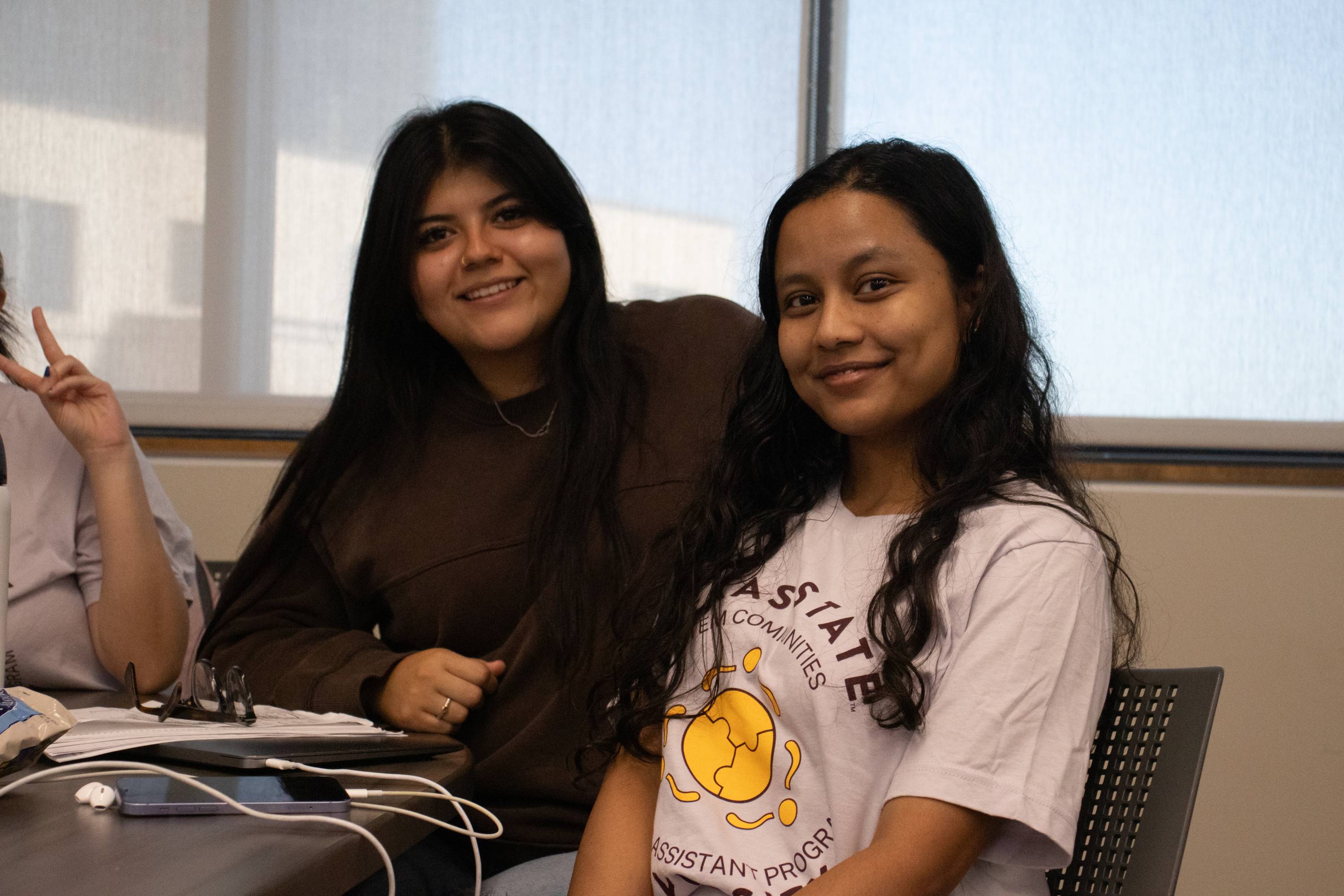 Three happy students