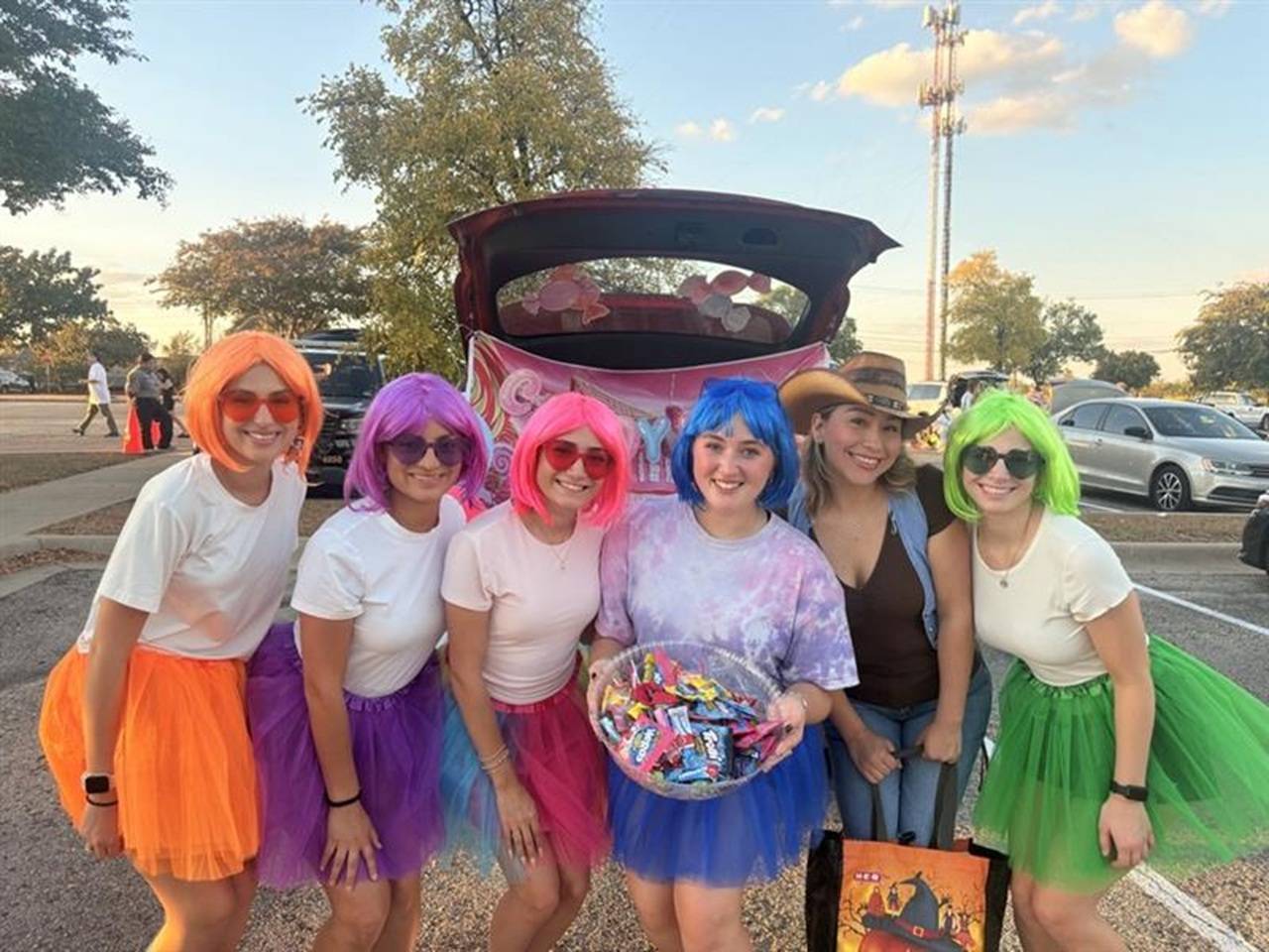 group photo by the trunk