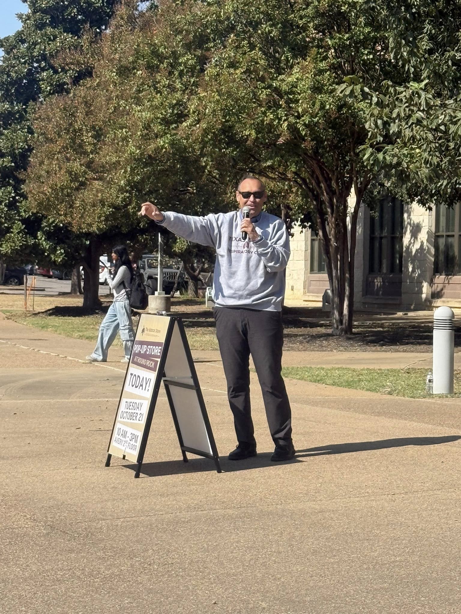 President Damphousse making a speech