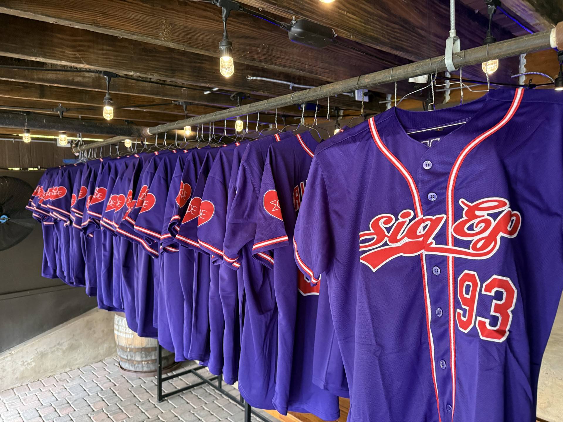 Jersey hanging on a rack 