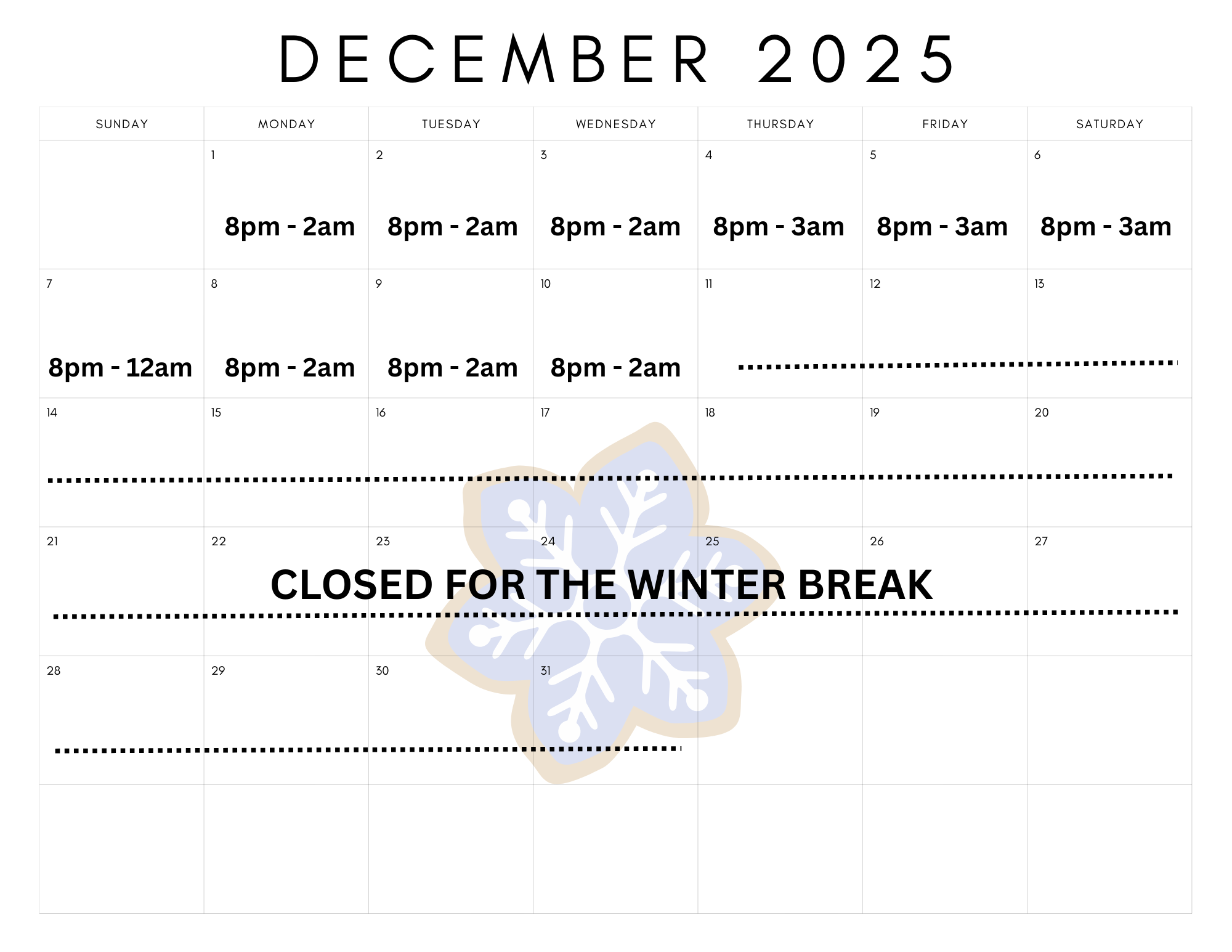 December 2025 Schedule 