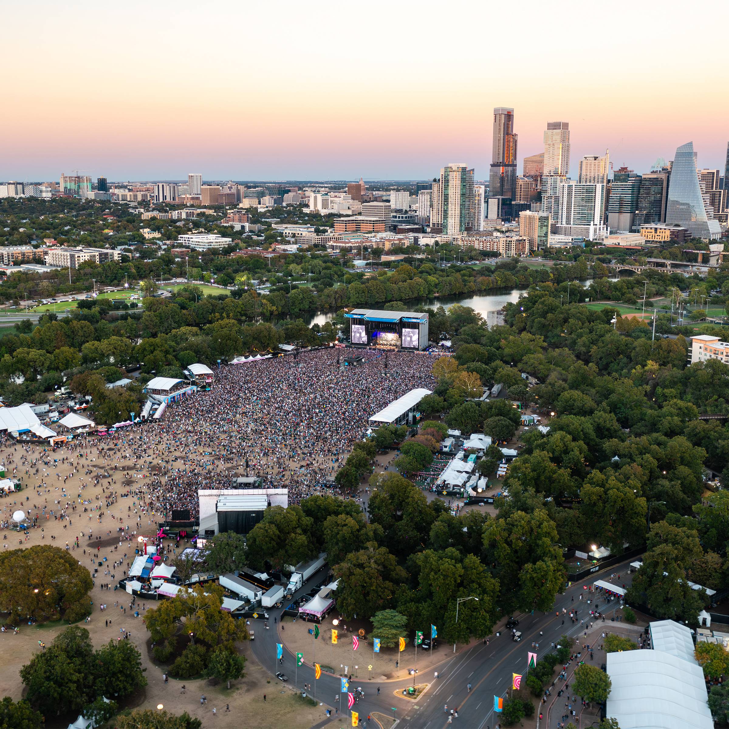 aerial view of austin city limits festival