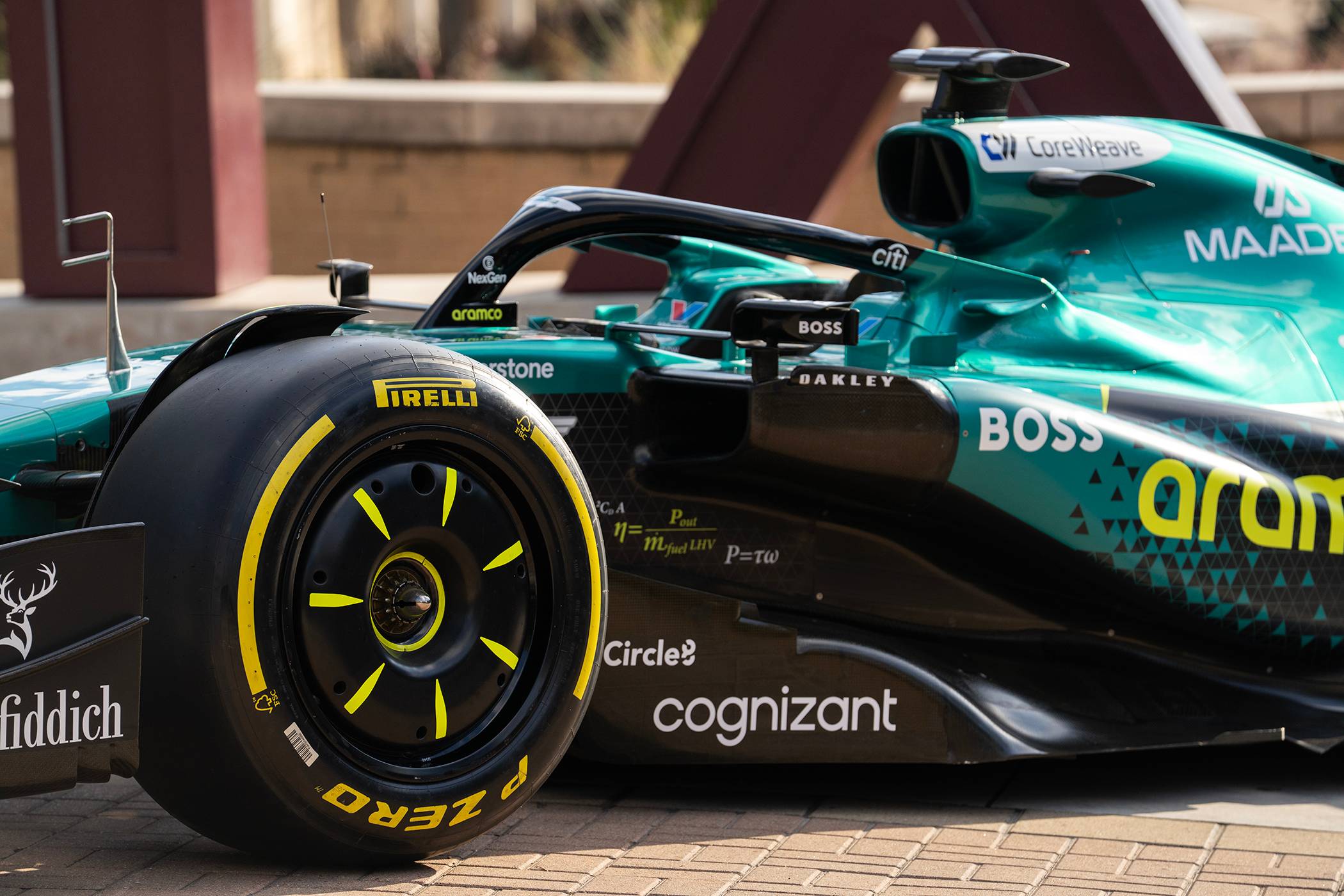 Detail of the Aston Martin Aramco Formula One car.
