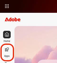 Apps in Adobe left-side panel