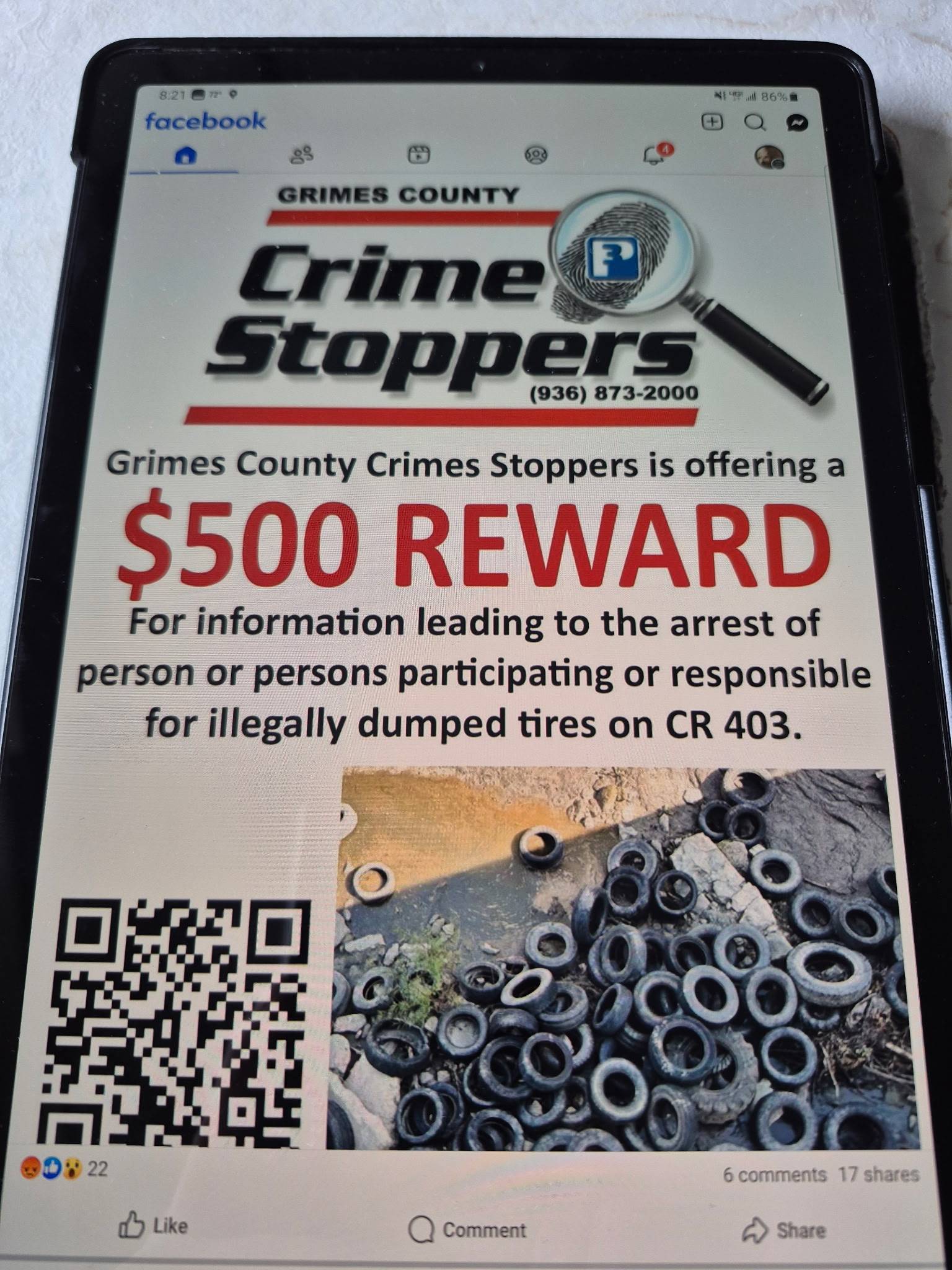 Crime Stoppers reward ad