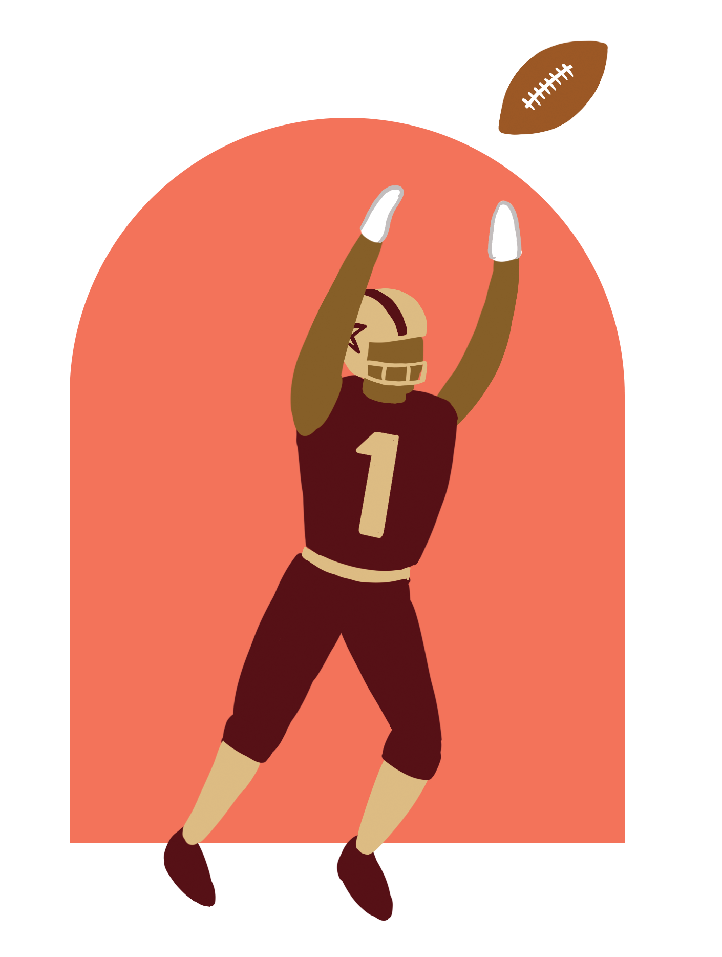 illustration of football player catching a football