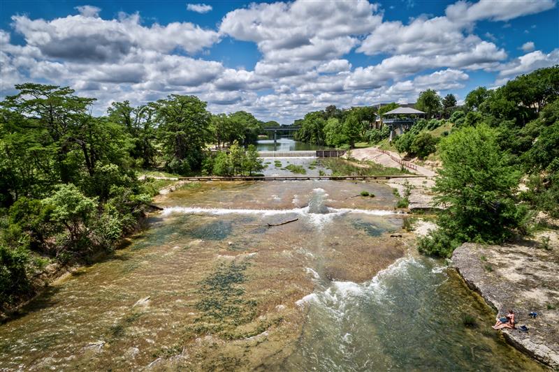 Guadalupe River running through a park in Kerr County