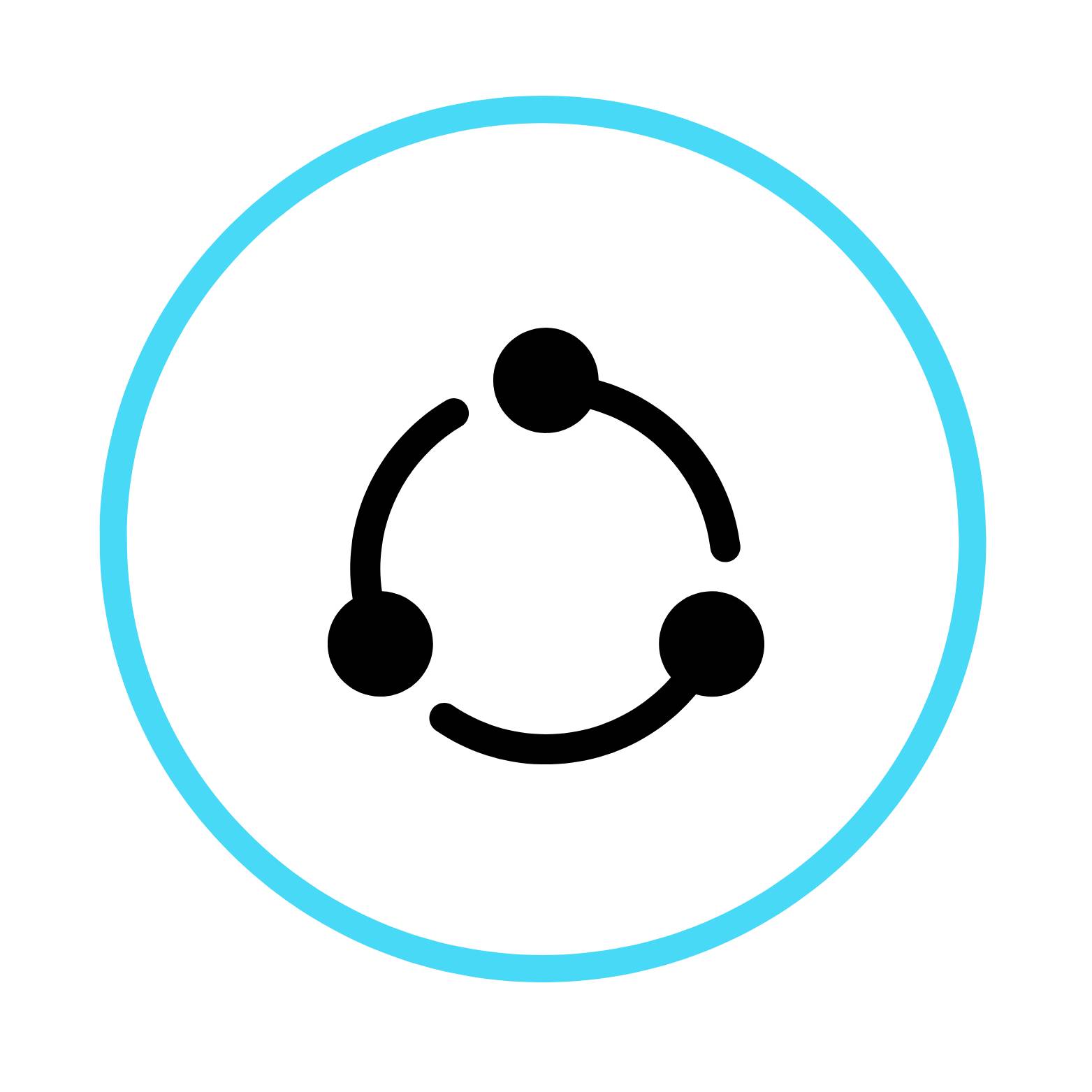 logo in black and bright blue