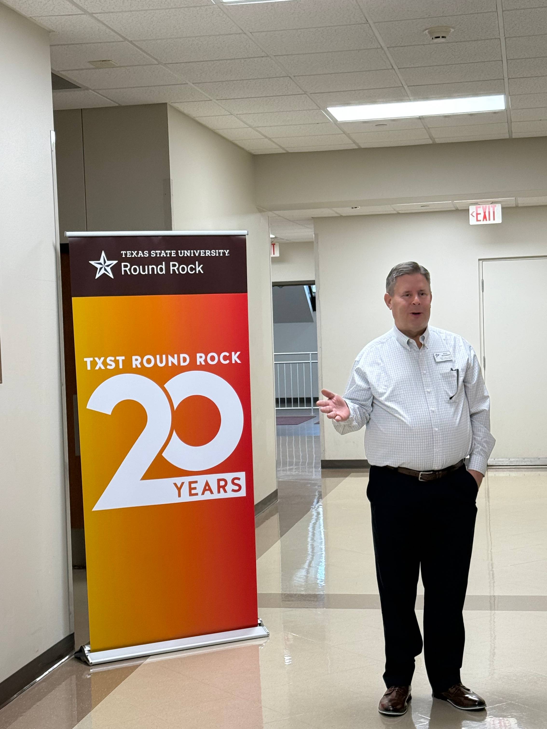 City of Round Rock representative making a speech.