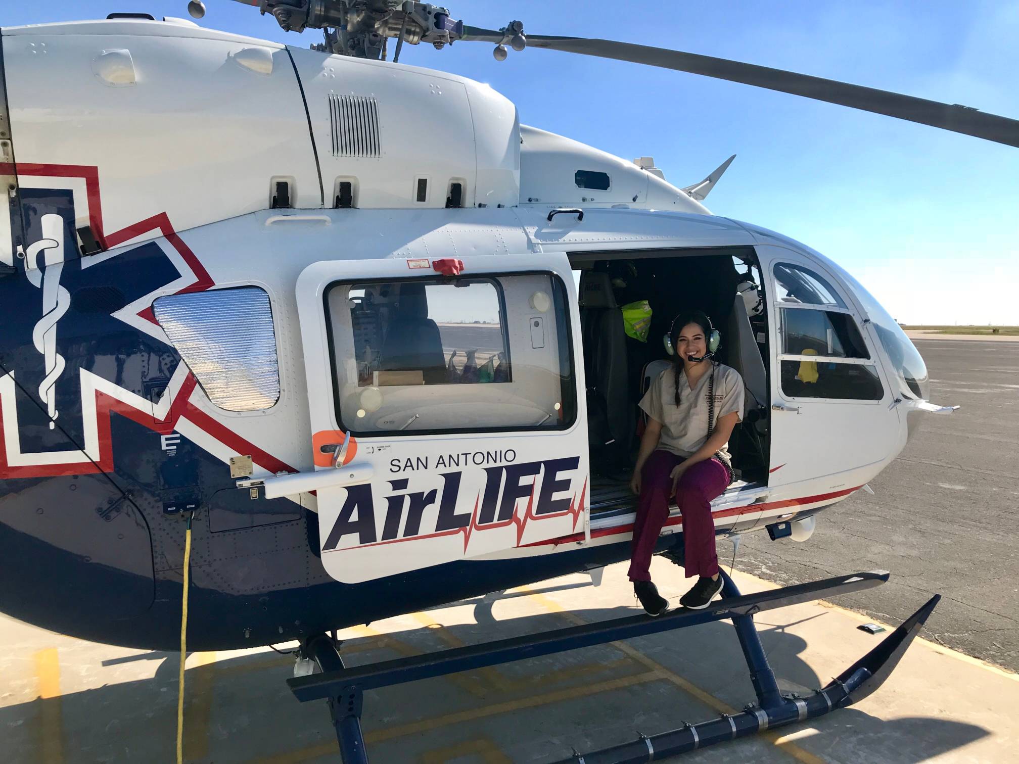Medical Explorer riding in an EMS helicopter. 