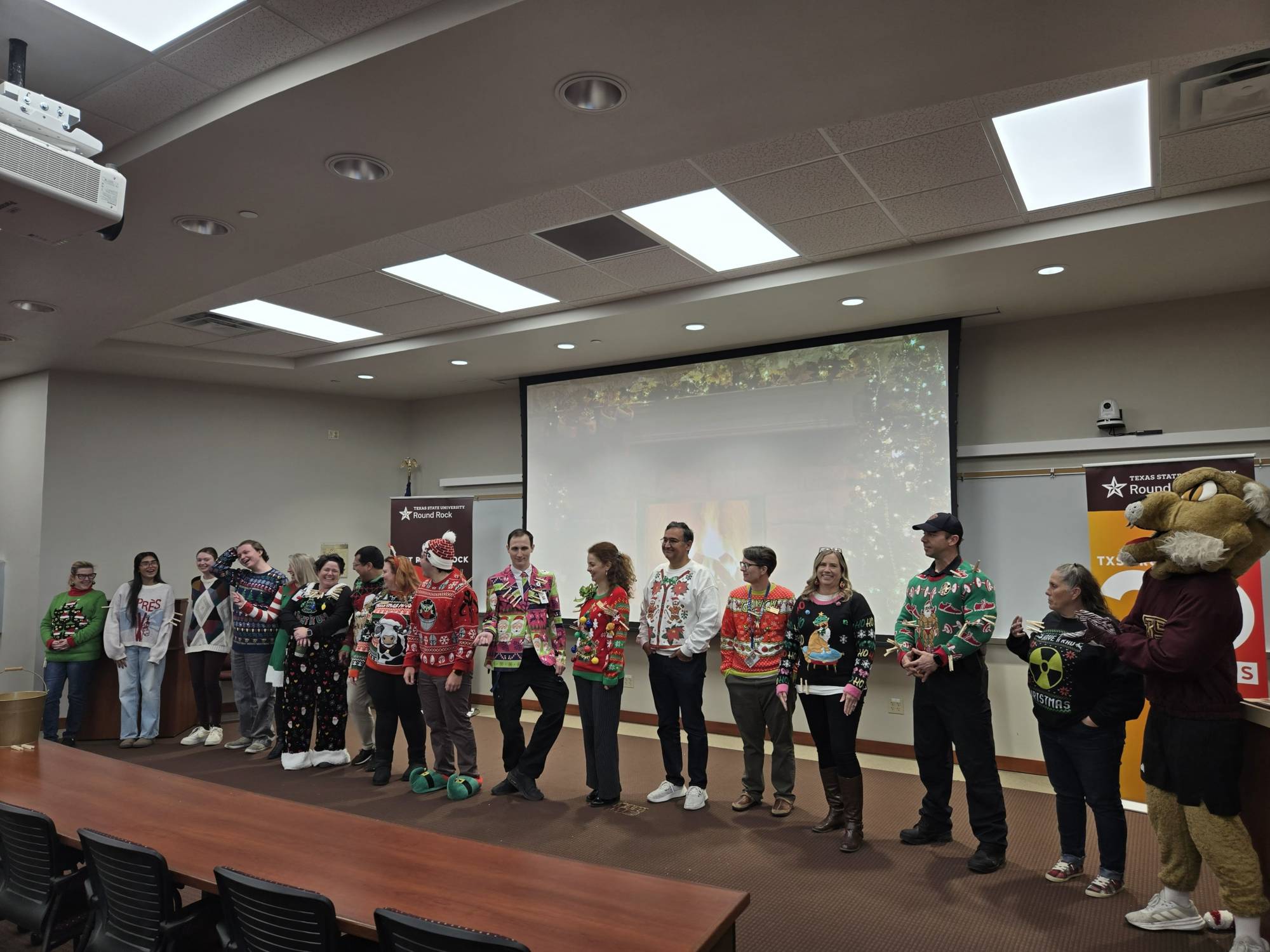 Ugly sweater contestants.