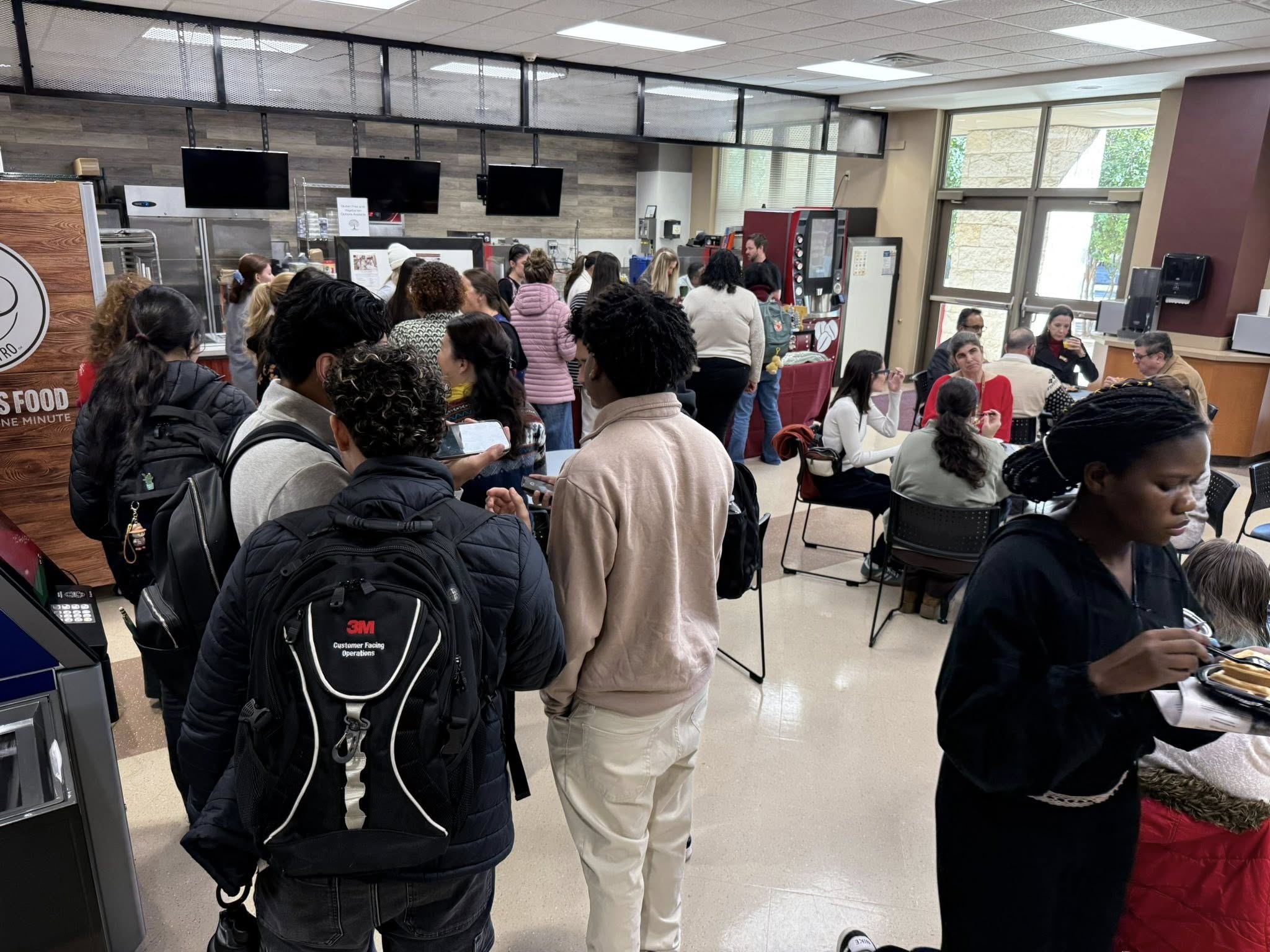 Students getting food.