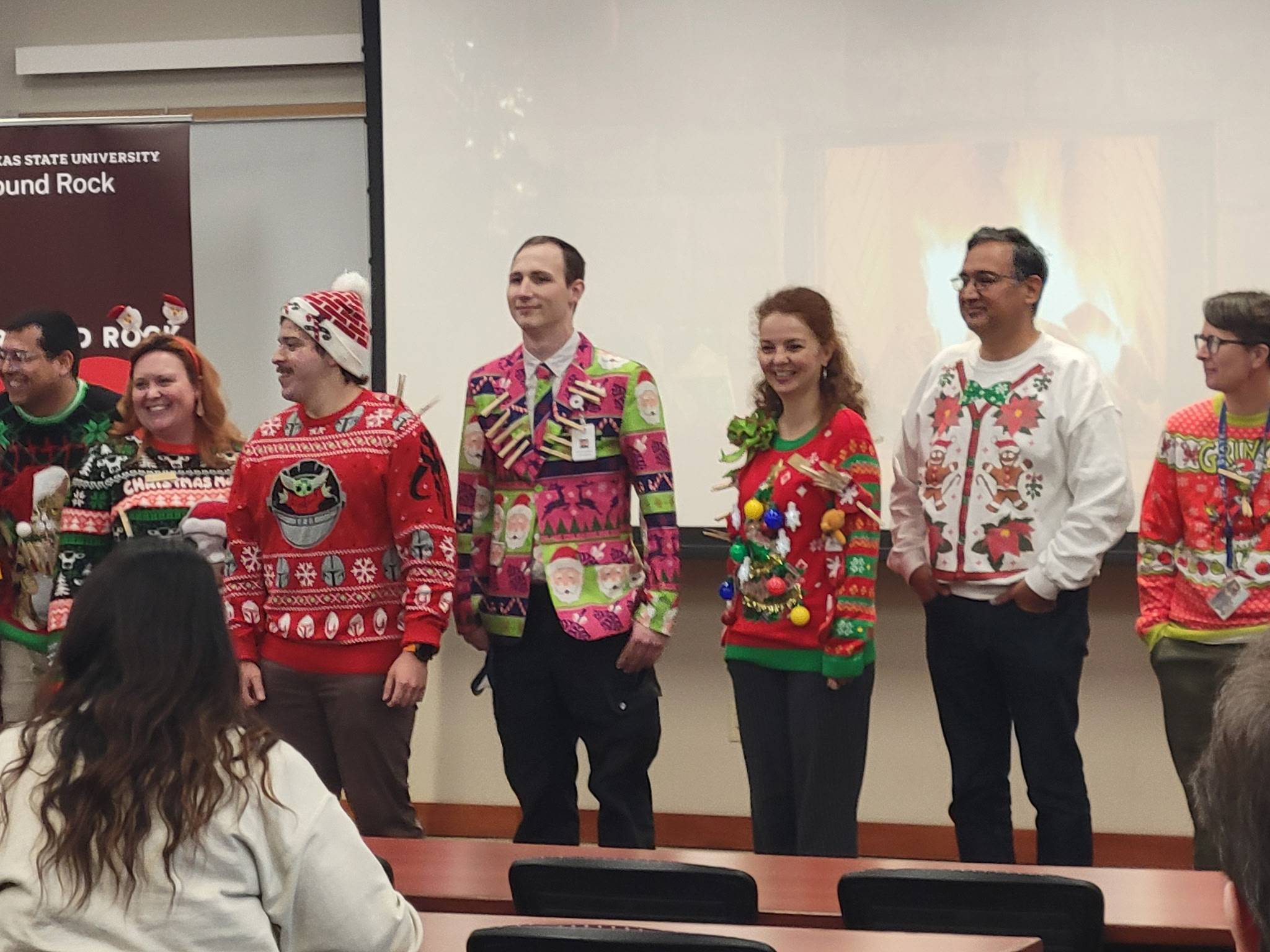 Ugly sweater contestants.