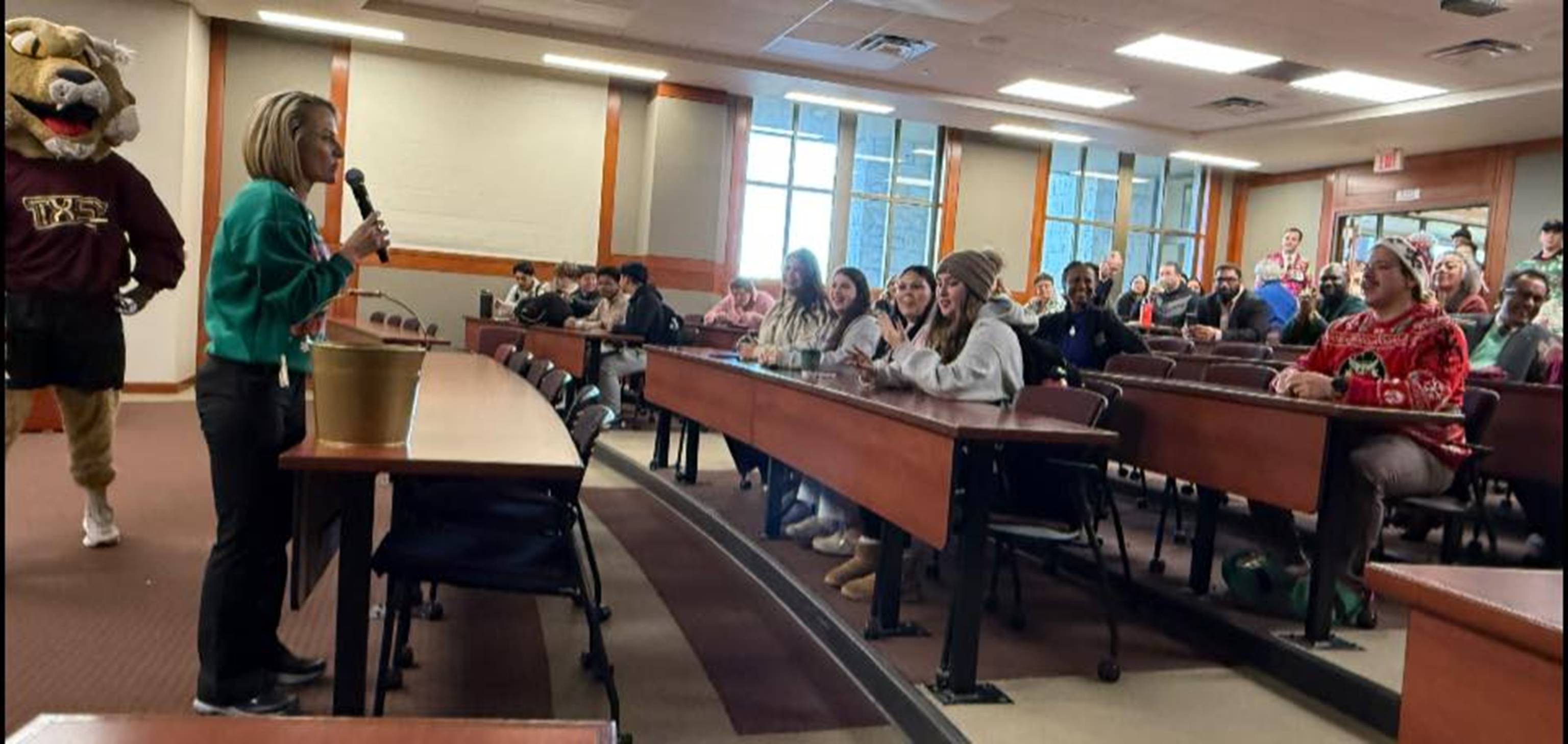 Dr. Lessiter making a speech.