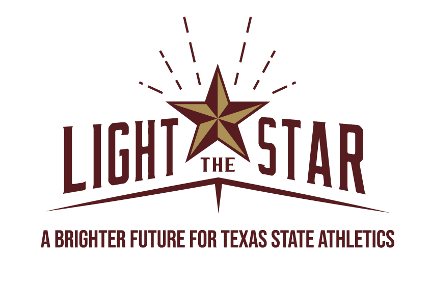 The Light the Star logo reading "A brighter future for Texas State Athletics"