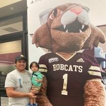 Sylvia's son and grandson with Boko the Bobcat