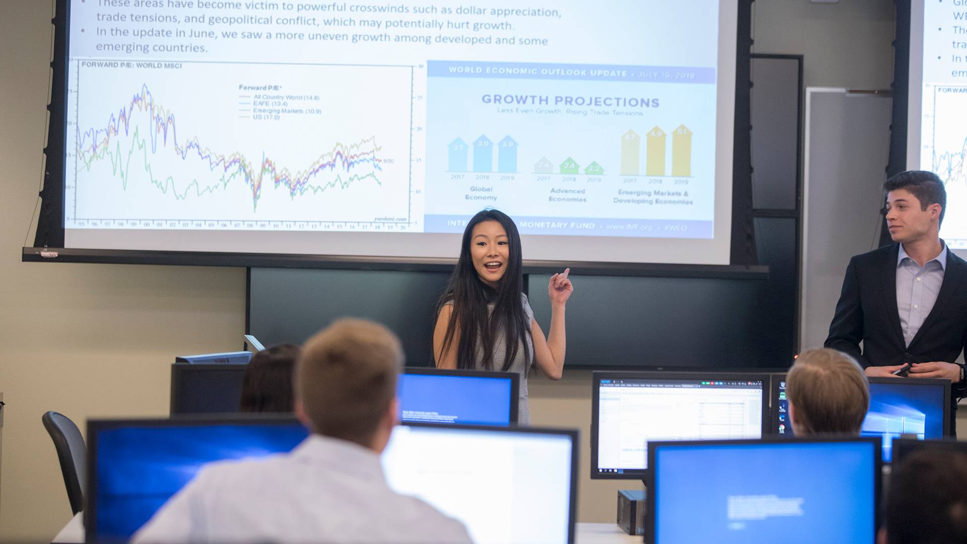 students giving a presentation in a classroom