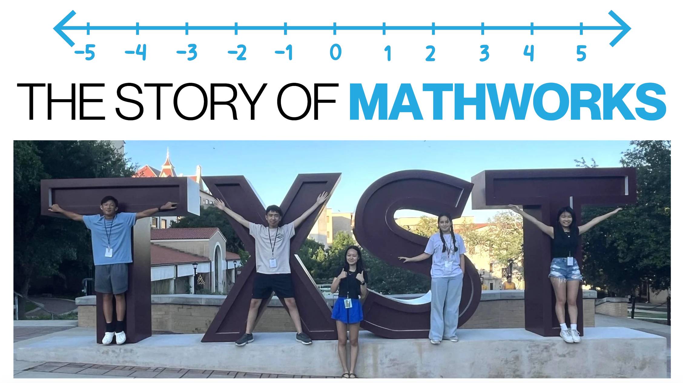 Students standing at TXST Sign