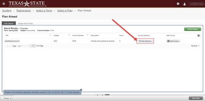 Tx. Plan Simulation Plan Ahead : TXST One Stop : Texas State University