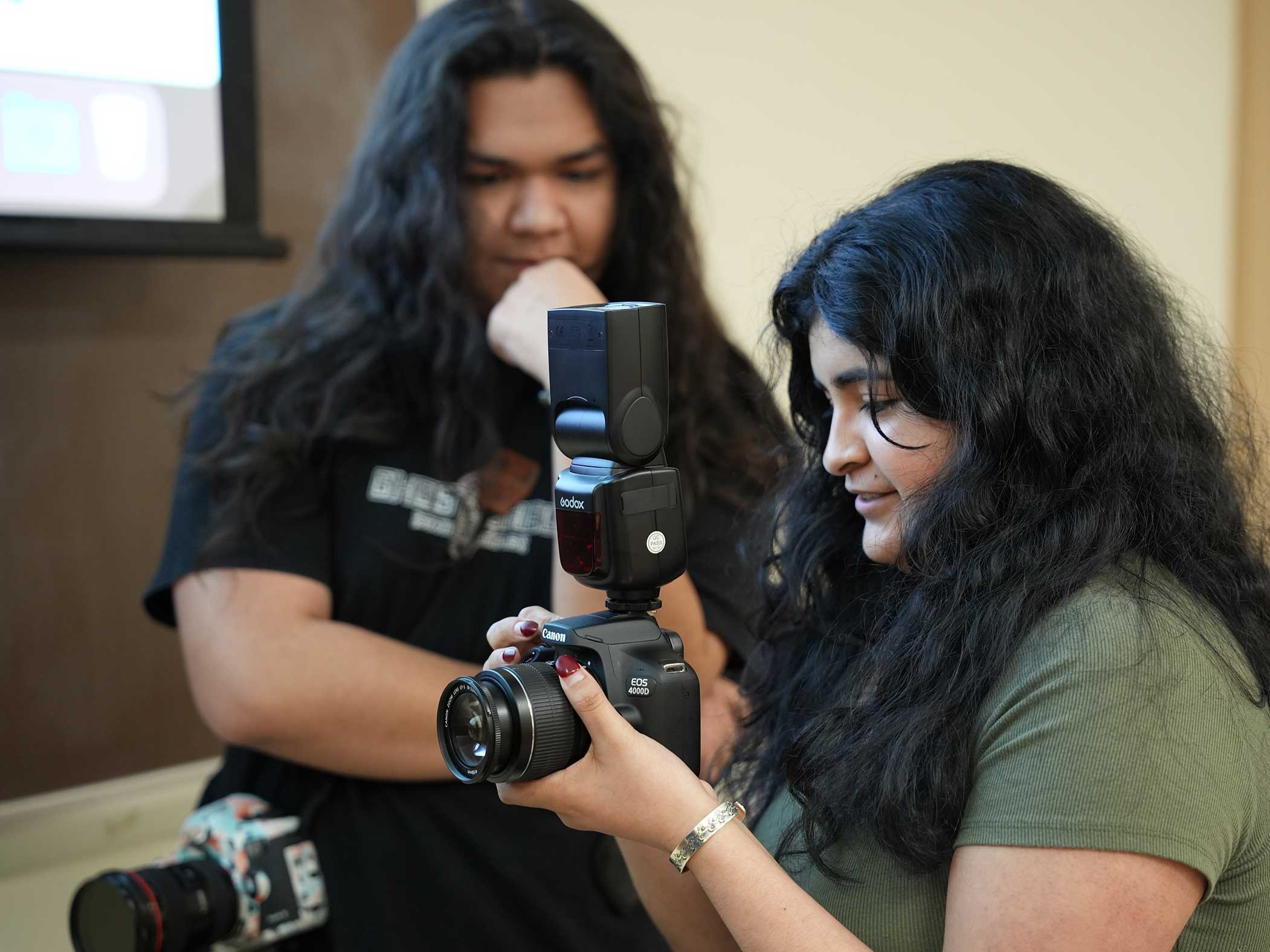 Students using cameras