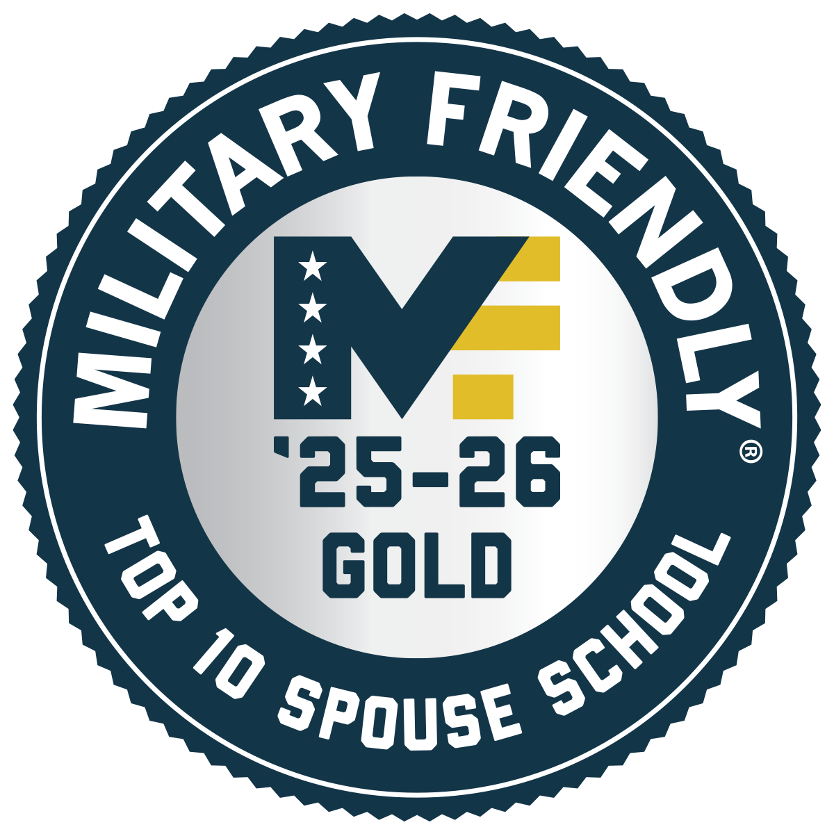 Military Friendly top 10 school badge
