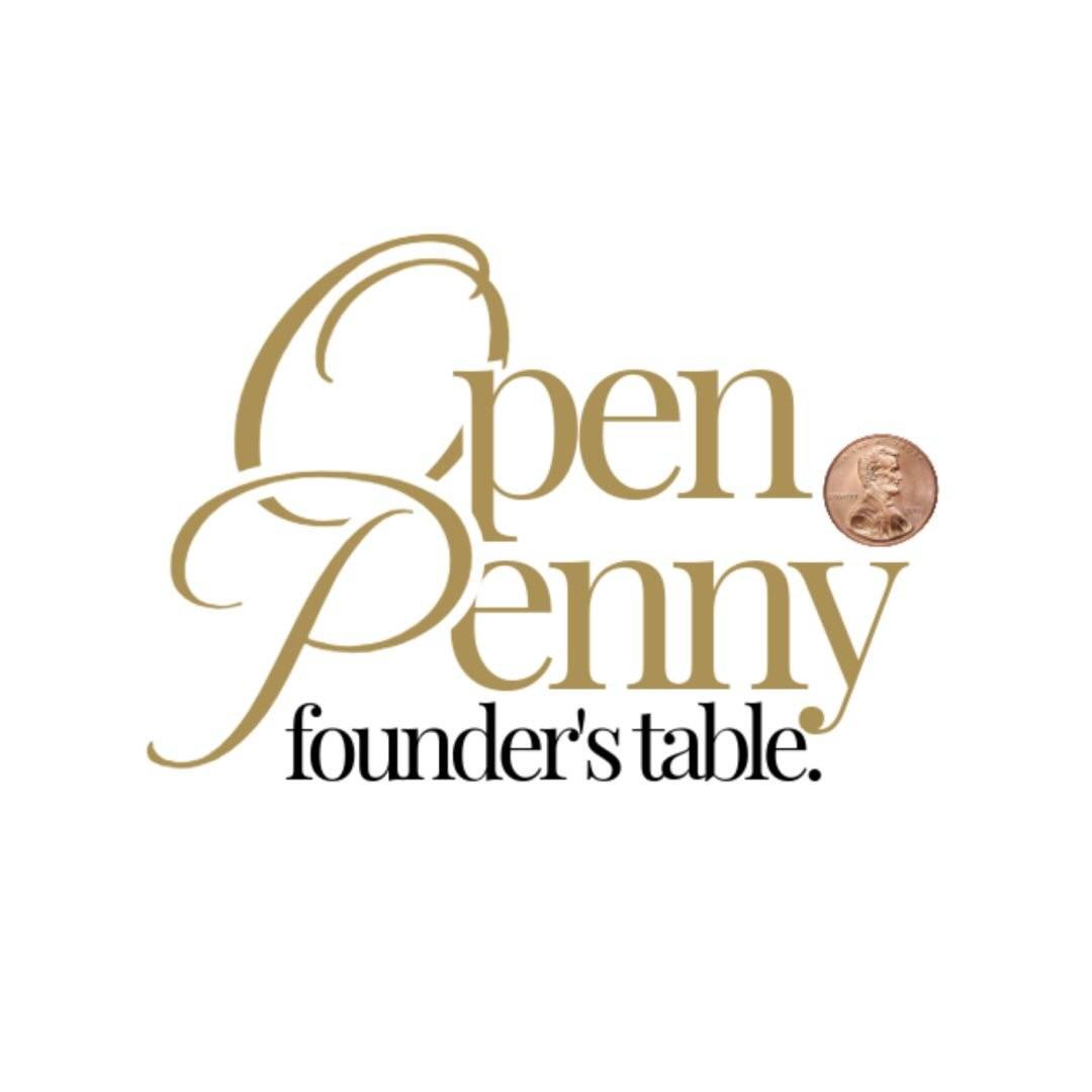 Open Penny Founder's Table logo with a penny coin logo 
