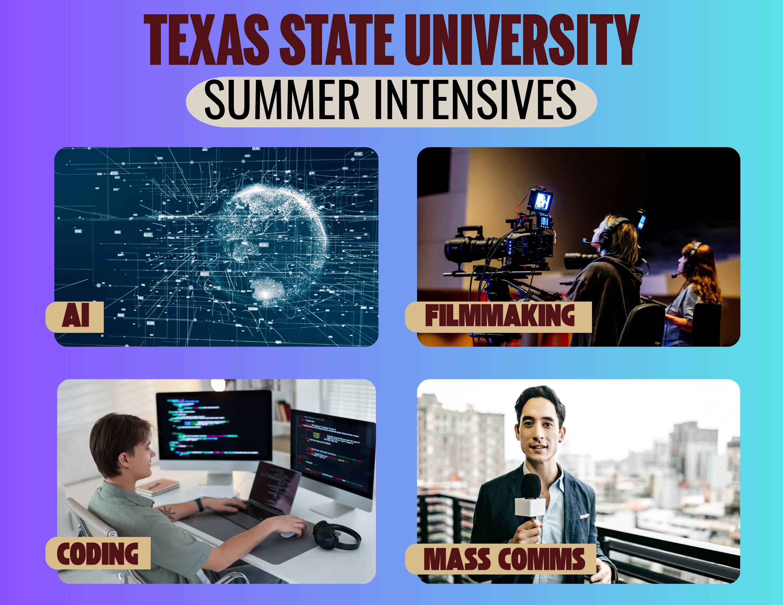 several images on a blue background