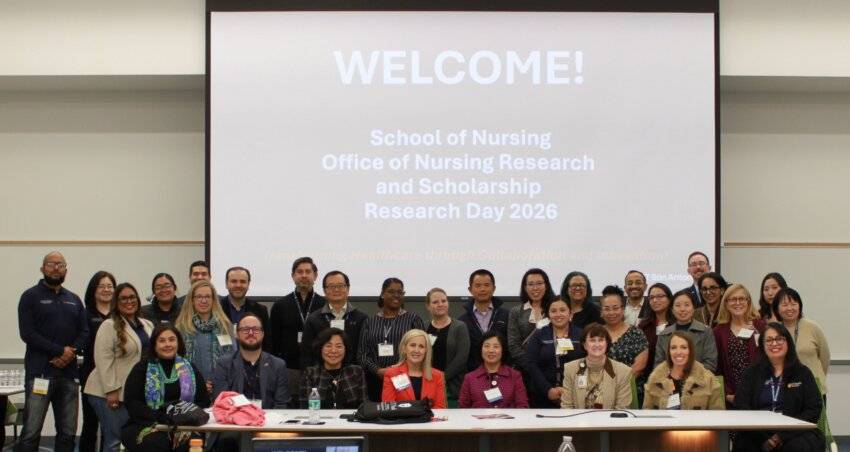 Group photo of attendees at the UT Health San Antonio School of Nursing's Research Day event