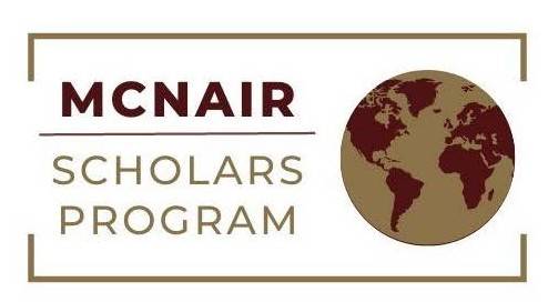 mcnair logo. says mcnair in red letters above scholars program in gold letters. a red and gold earth is to the right