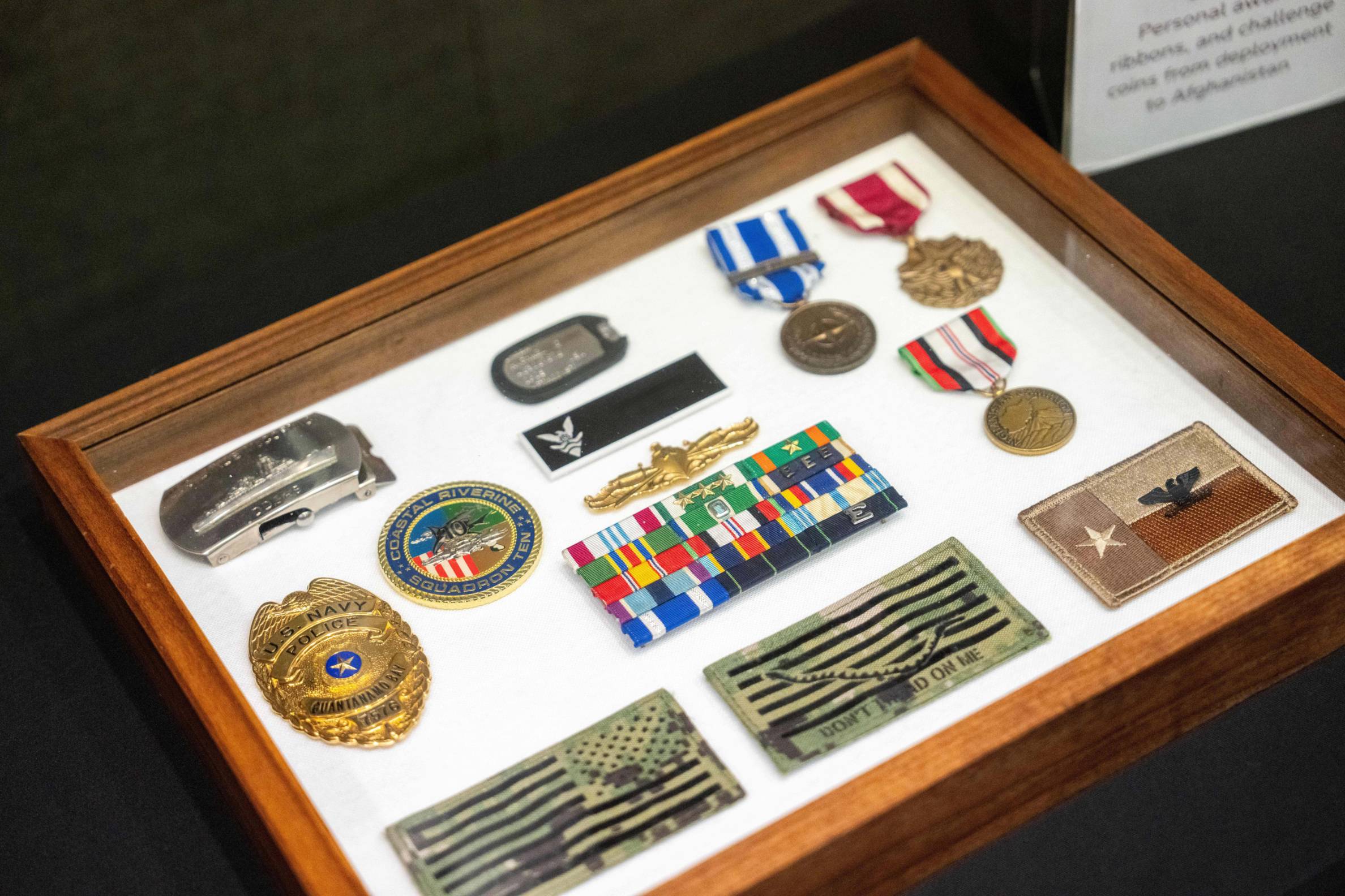 Veteran's medals in a shadowbox