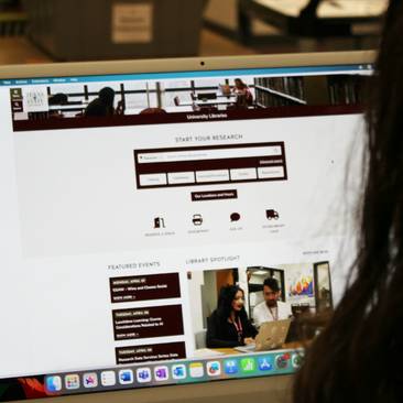 Patron looking at library website homepage