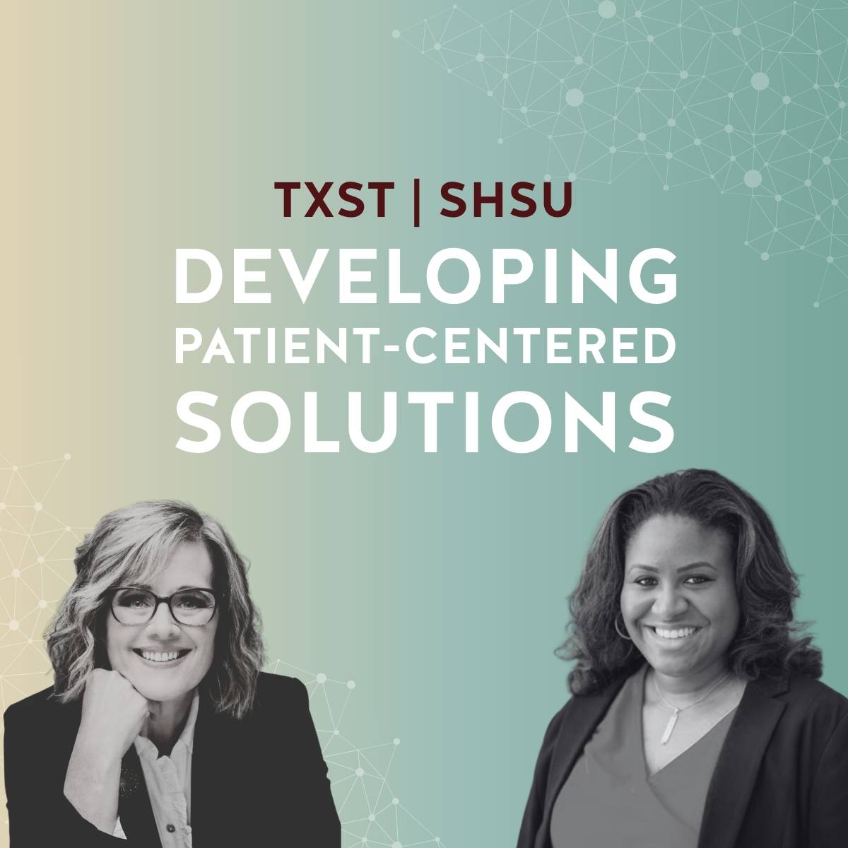 Gretchen Norling Holmes and Ny'Nika McFadden with a green and gold gradient background