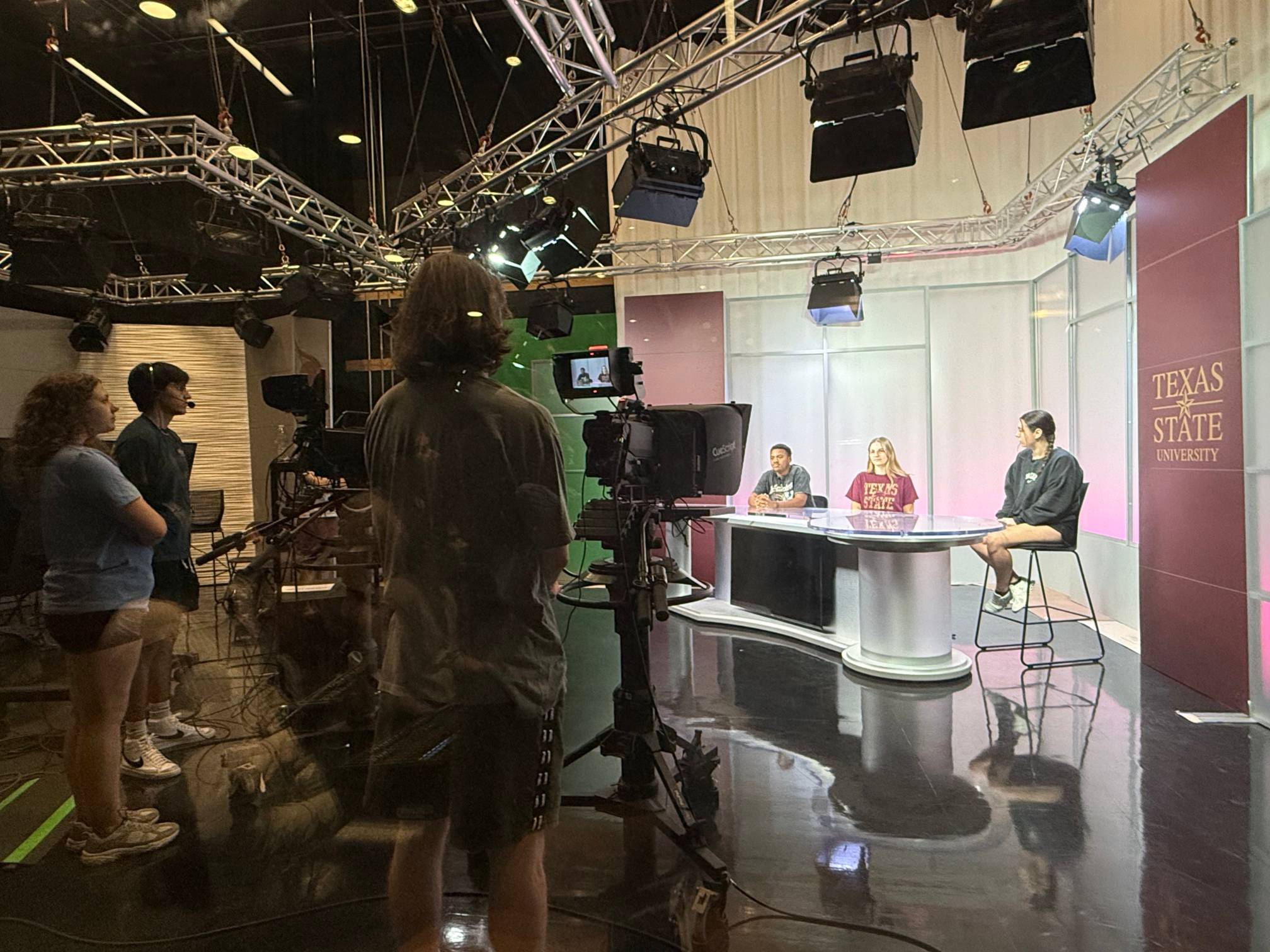Students in the TV studio