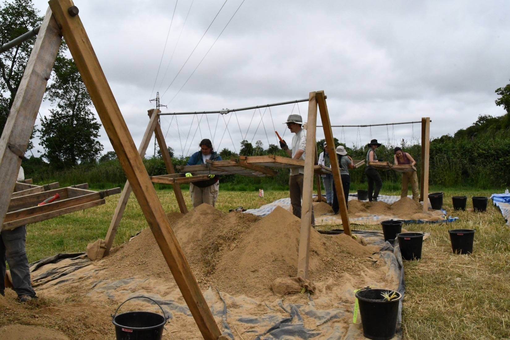 archaeologists at a research site