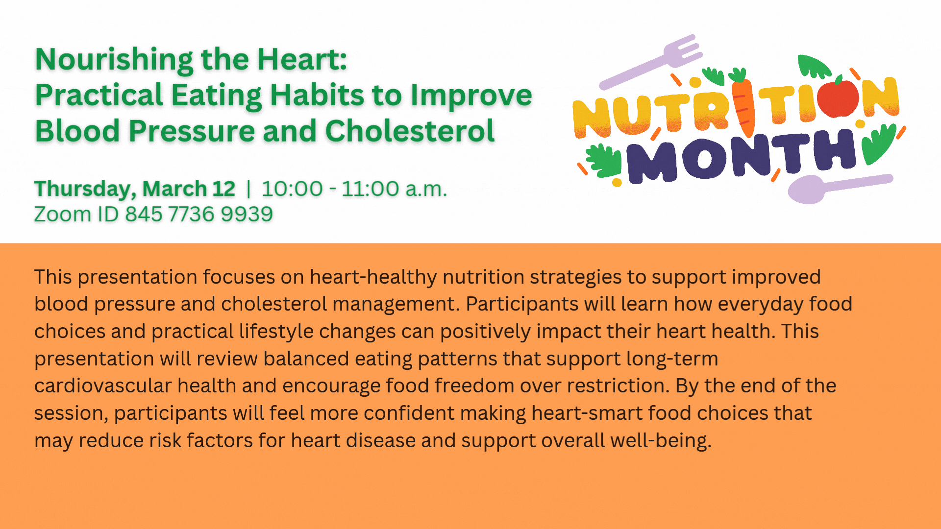 wellness education series about heart-healthy food choices