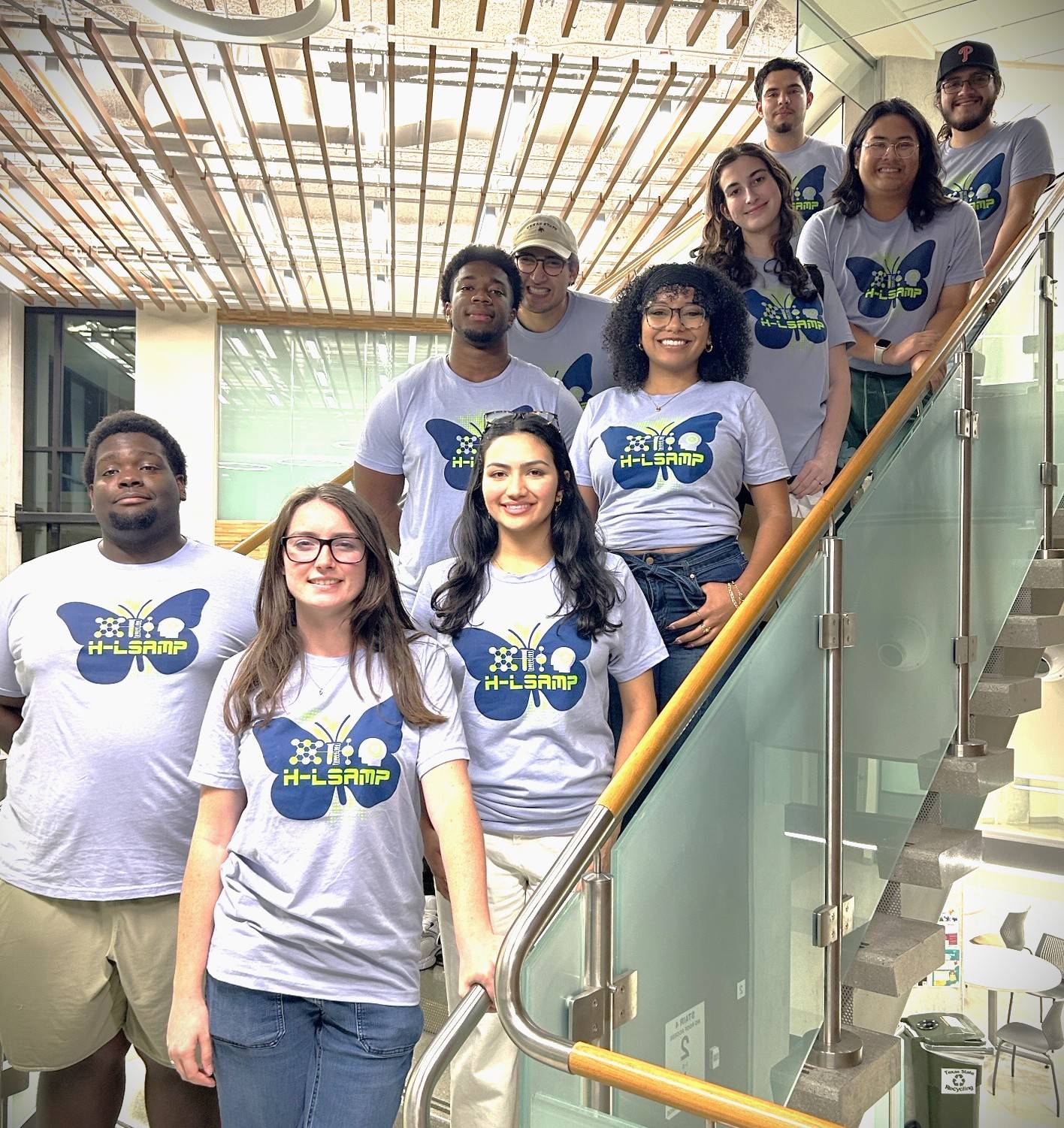 hlsamp students group photo in stairwell