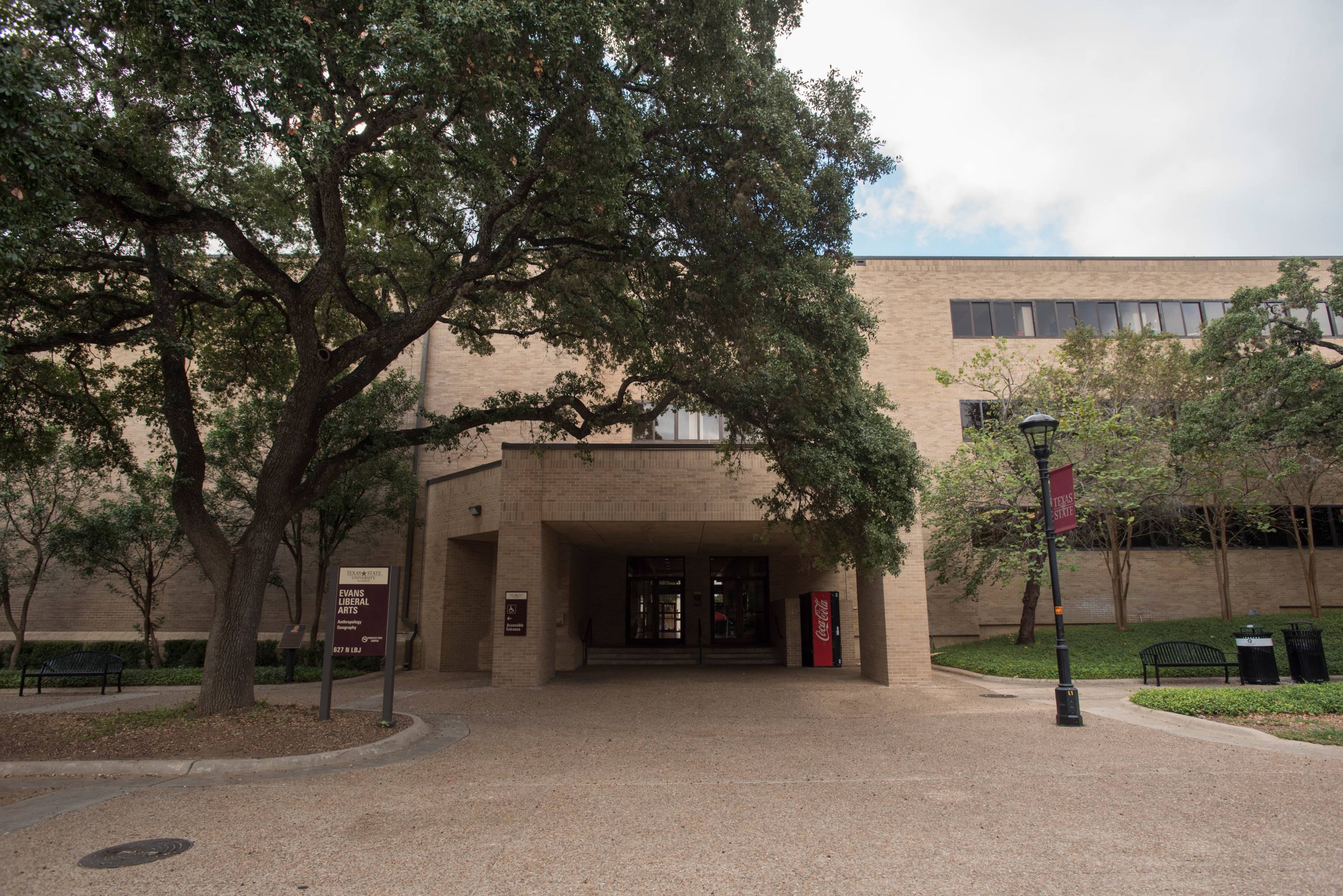 The exterior of Evans Auditorium 