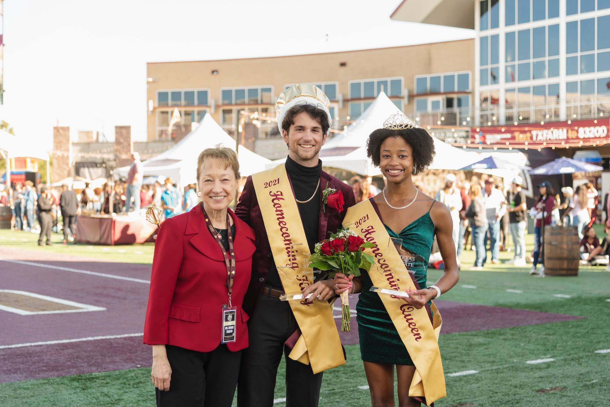Dr. Trauth with the 2021 homecoming king and queen