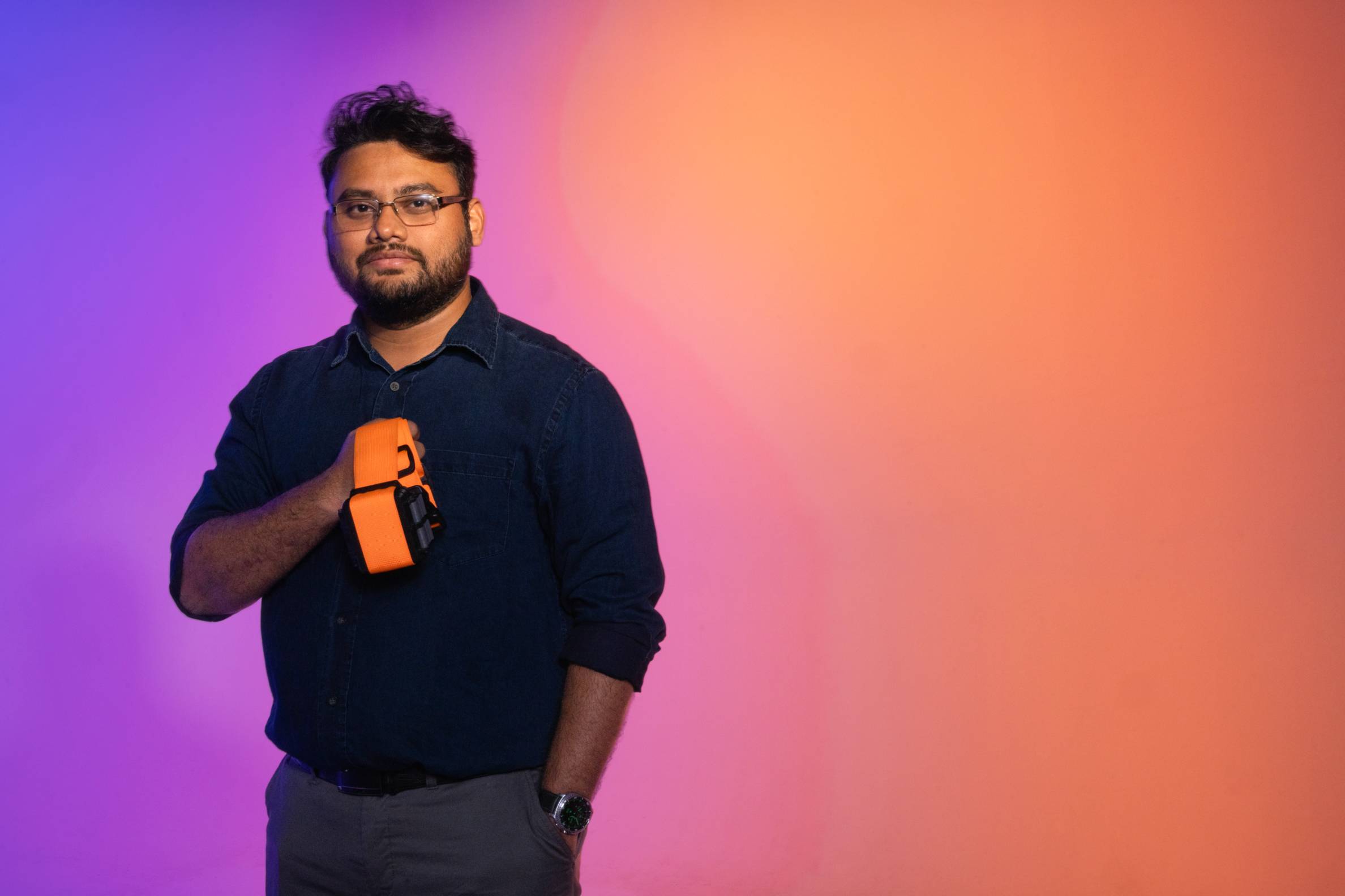 Tanvir Ahmed posing with smart collar