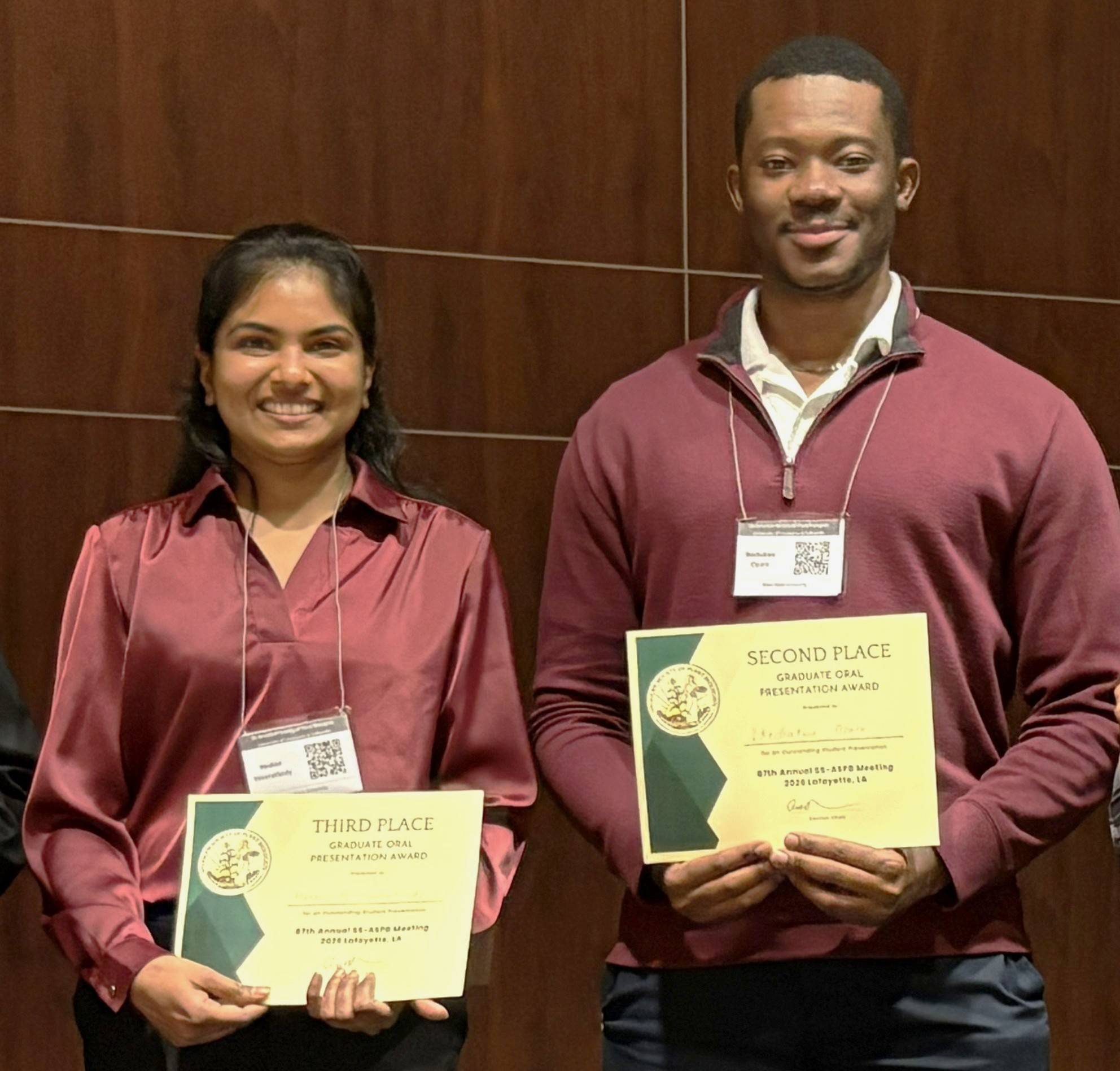 Students with their awards at the scientific meeting