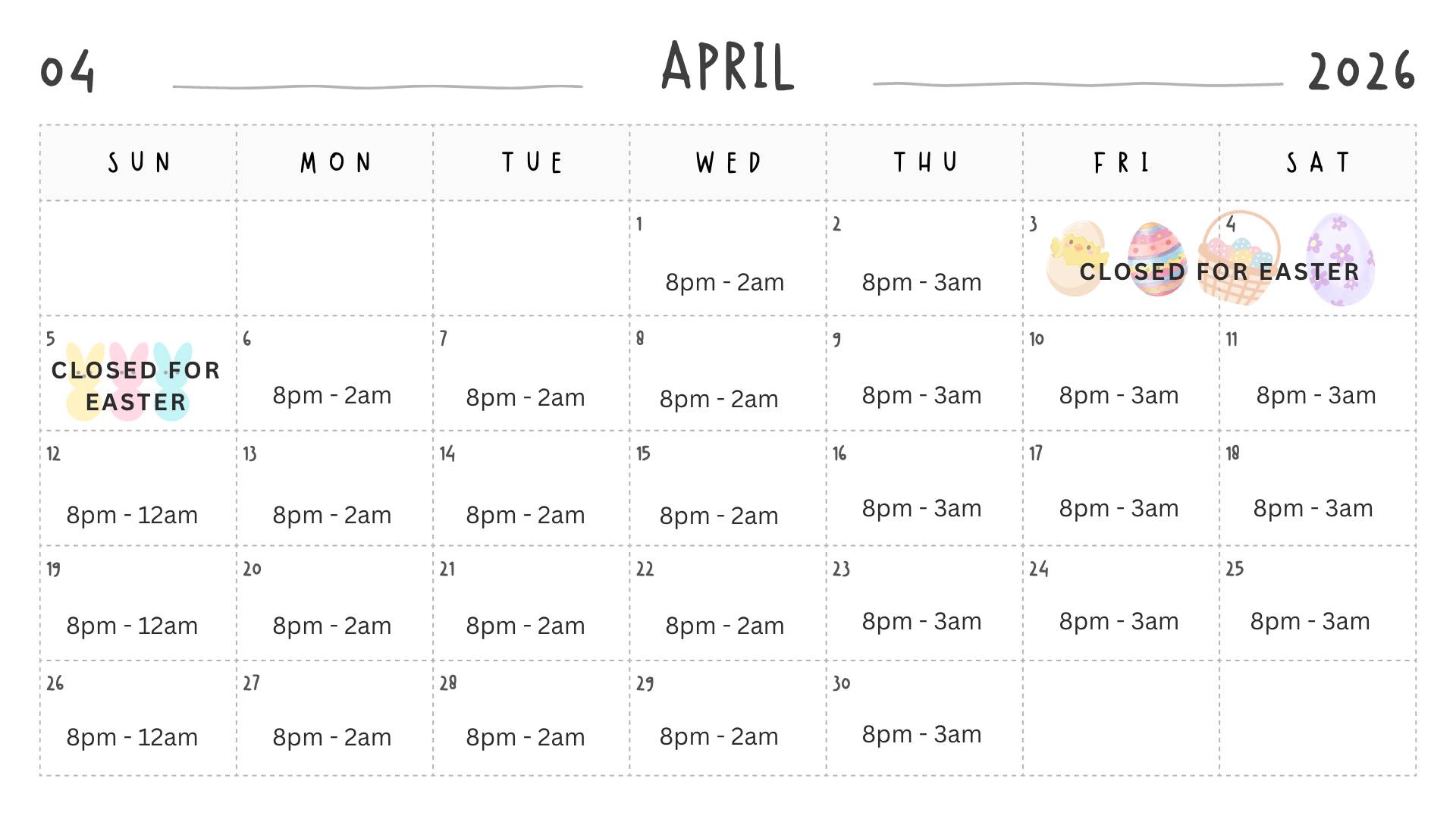 April 2026 Schedule 