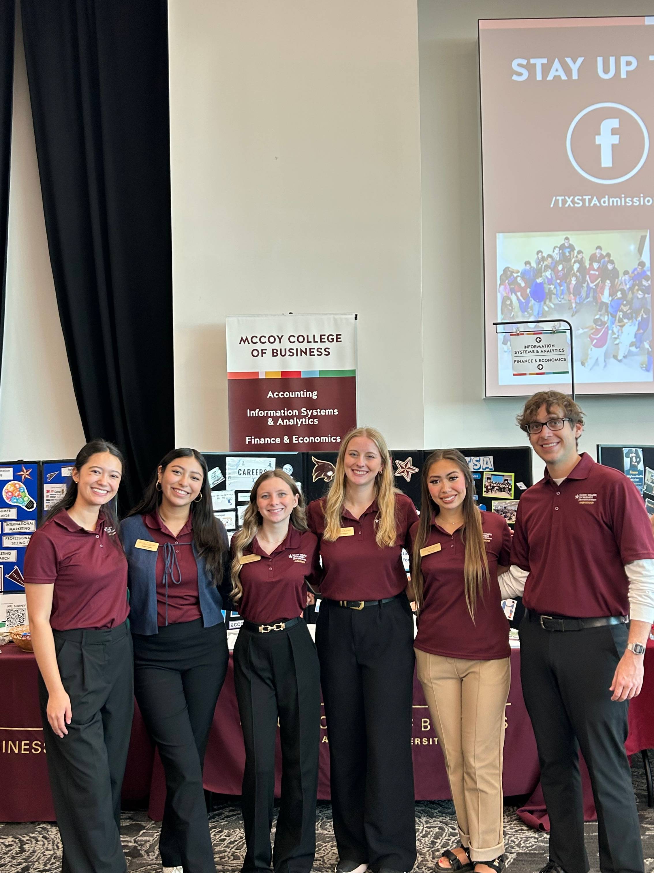 Six McCoy Ambassadors at Bobcat Day in the LBJ Ballroom for the Majors Fair