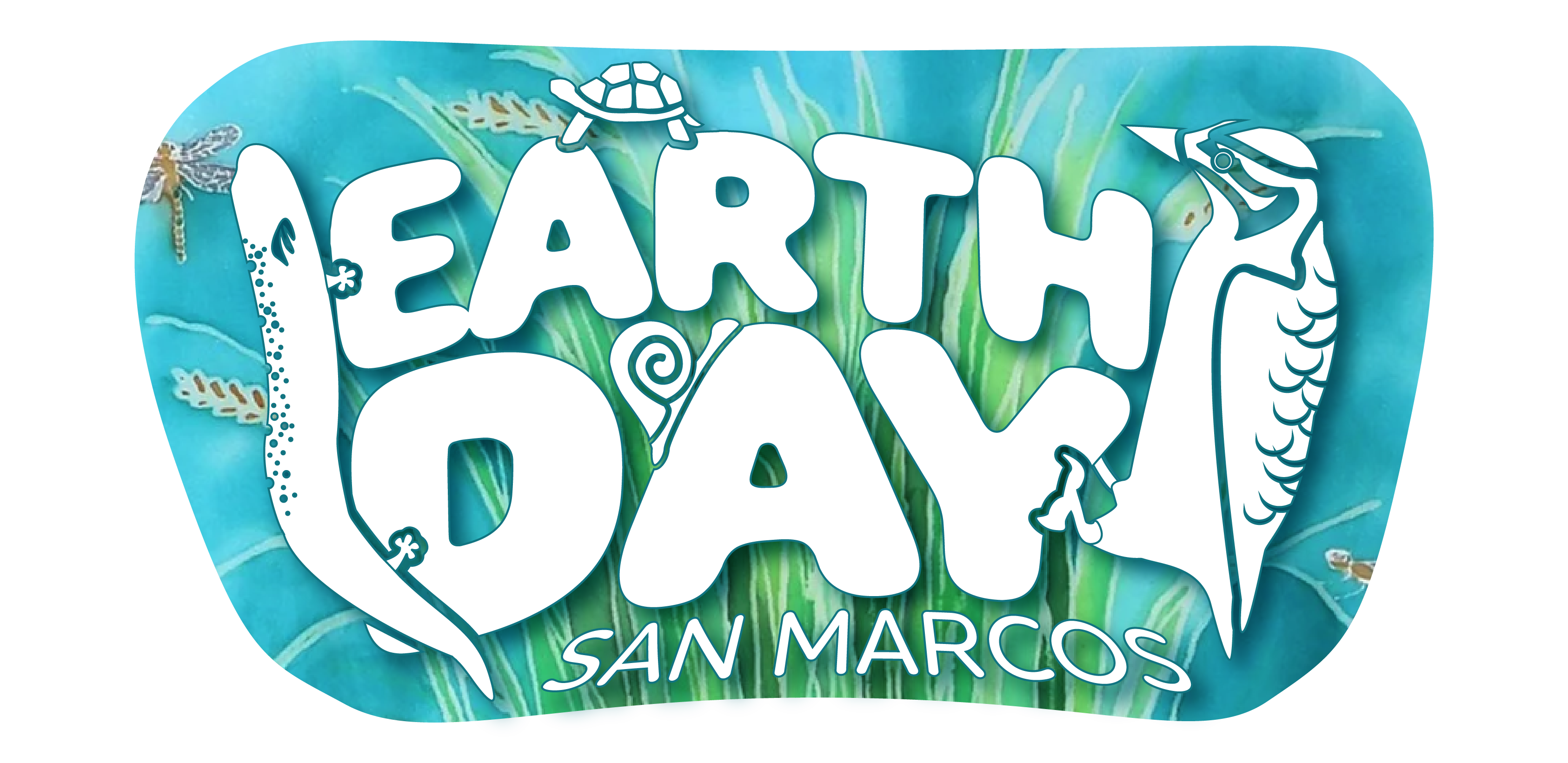 blue and green colorful logo for Earth Day San Marcos event
