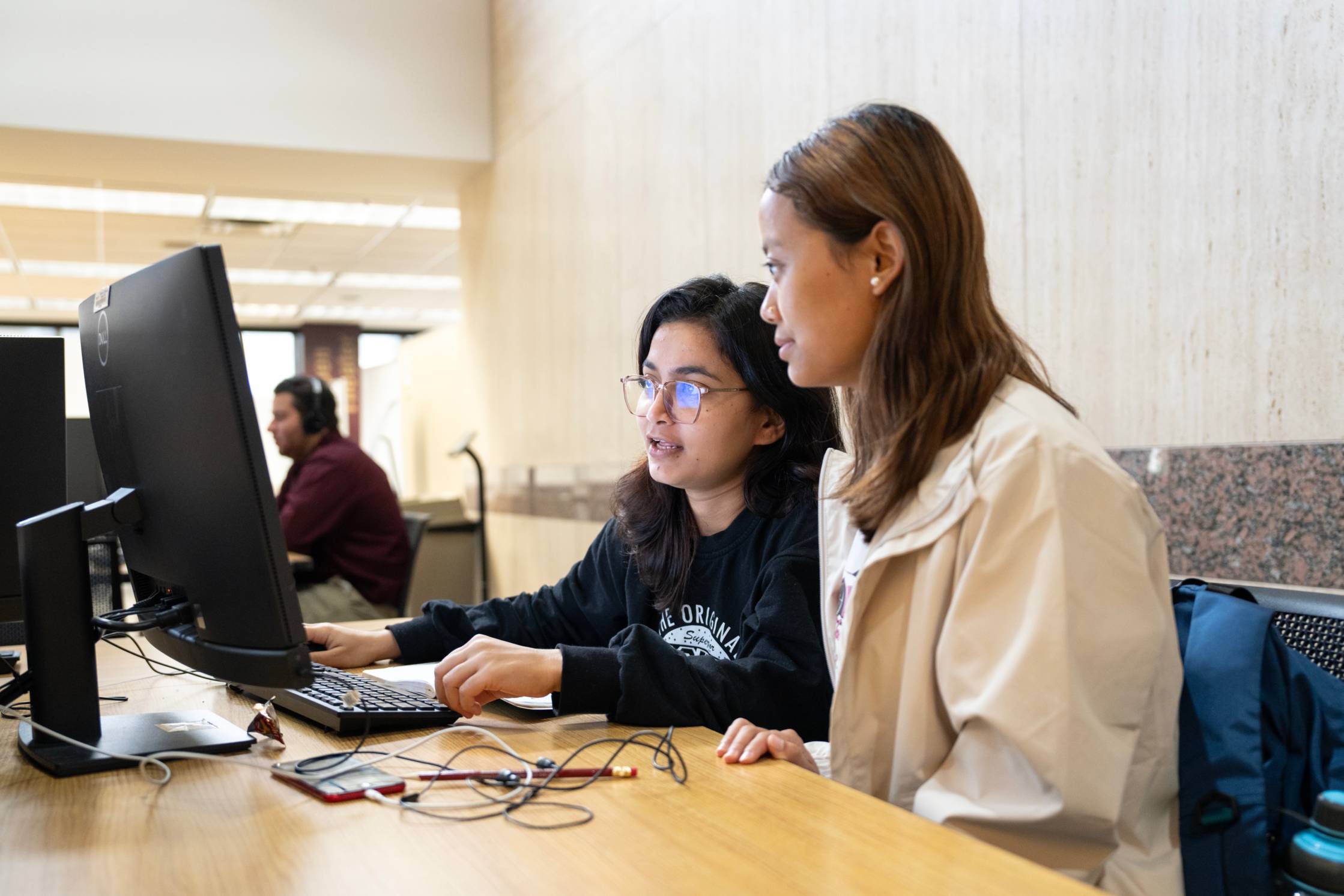 Students at computers