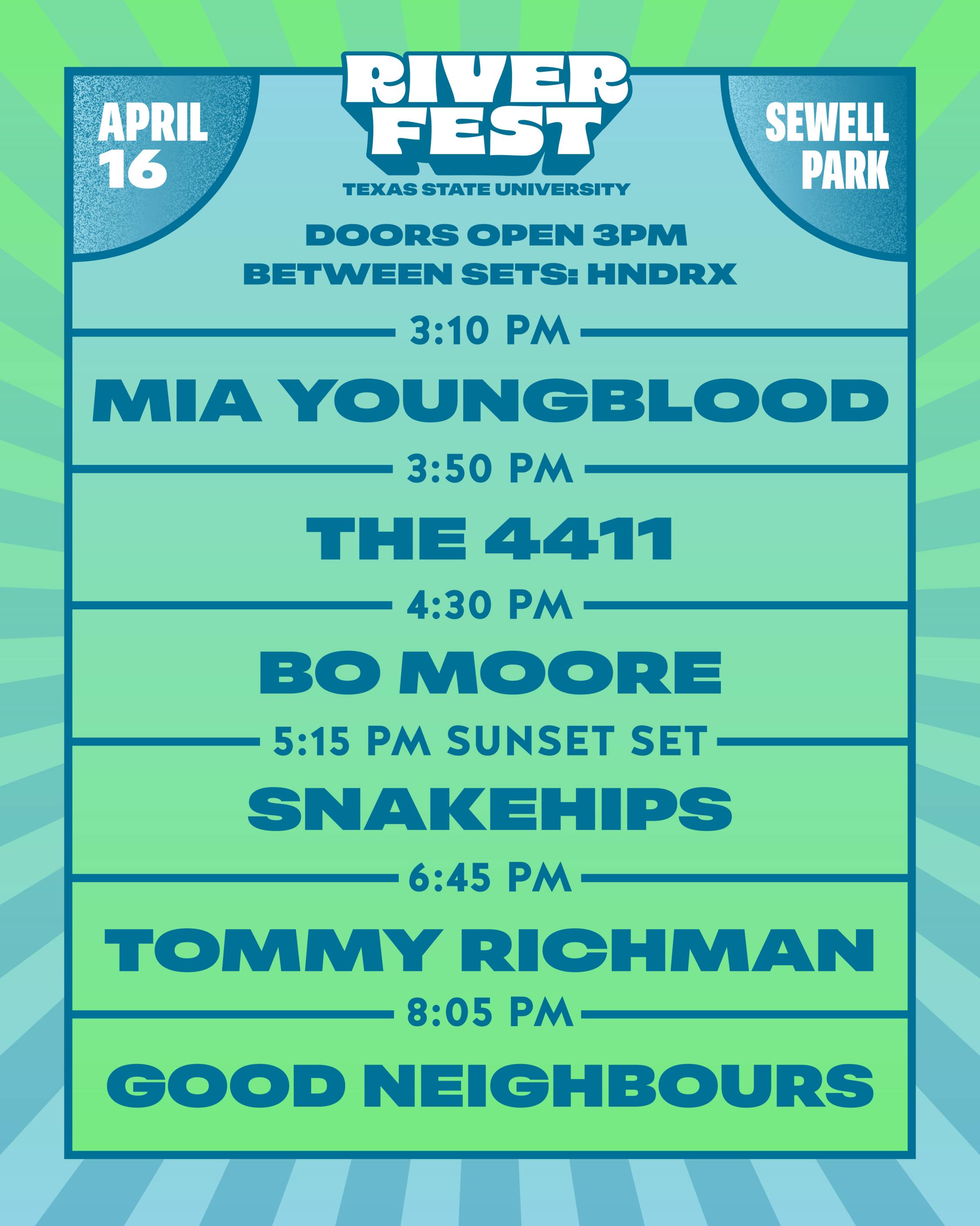 River Fest - Artist Schedule