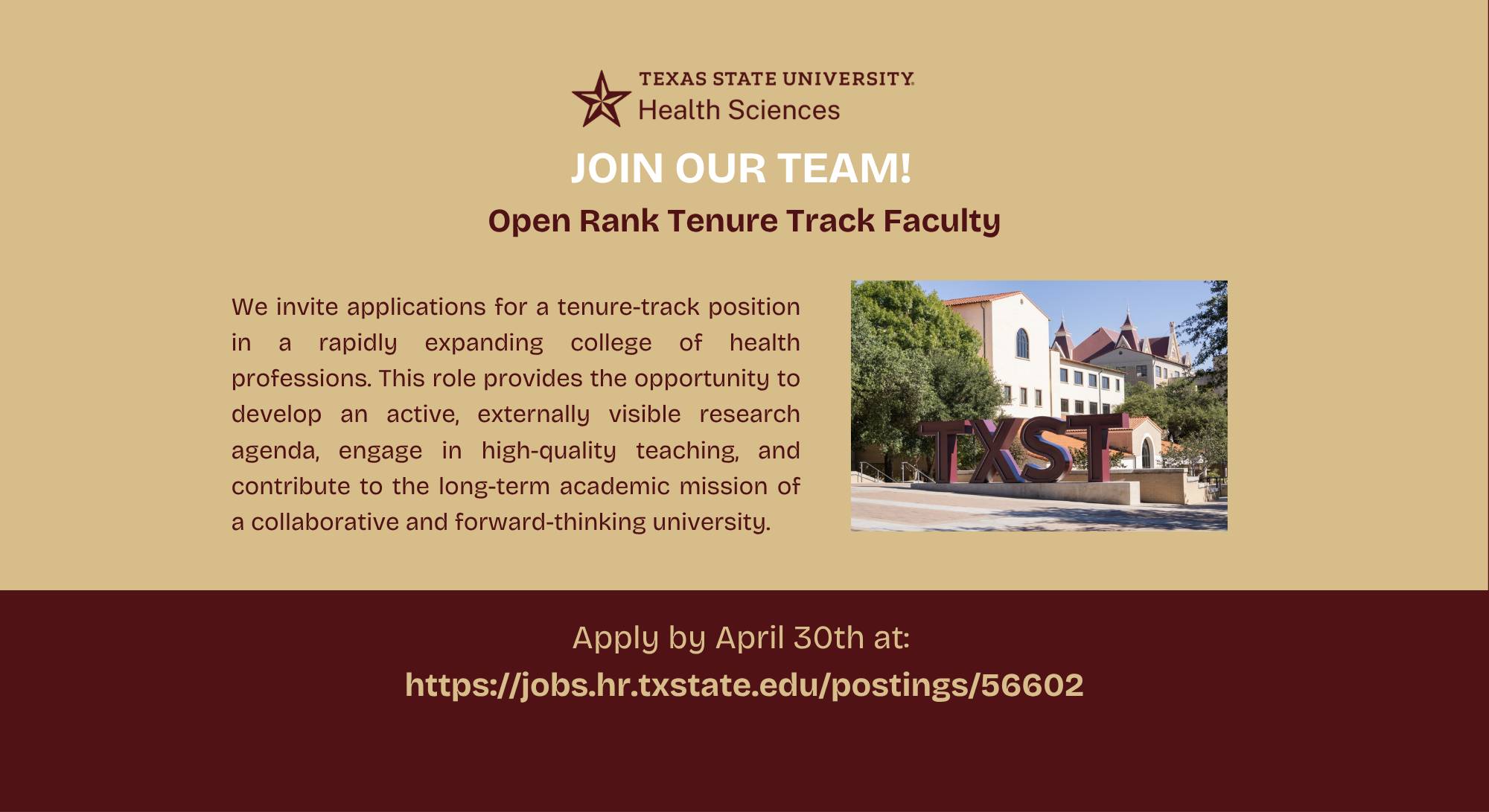 Job listing for faculty position