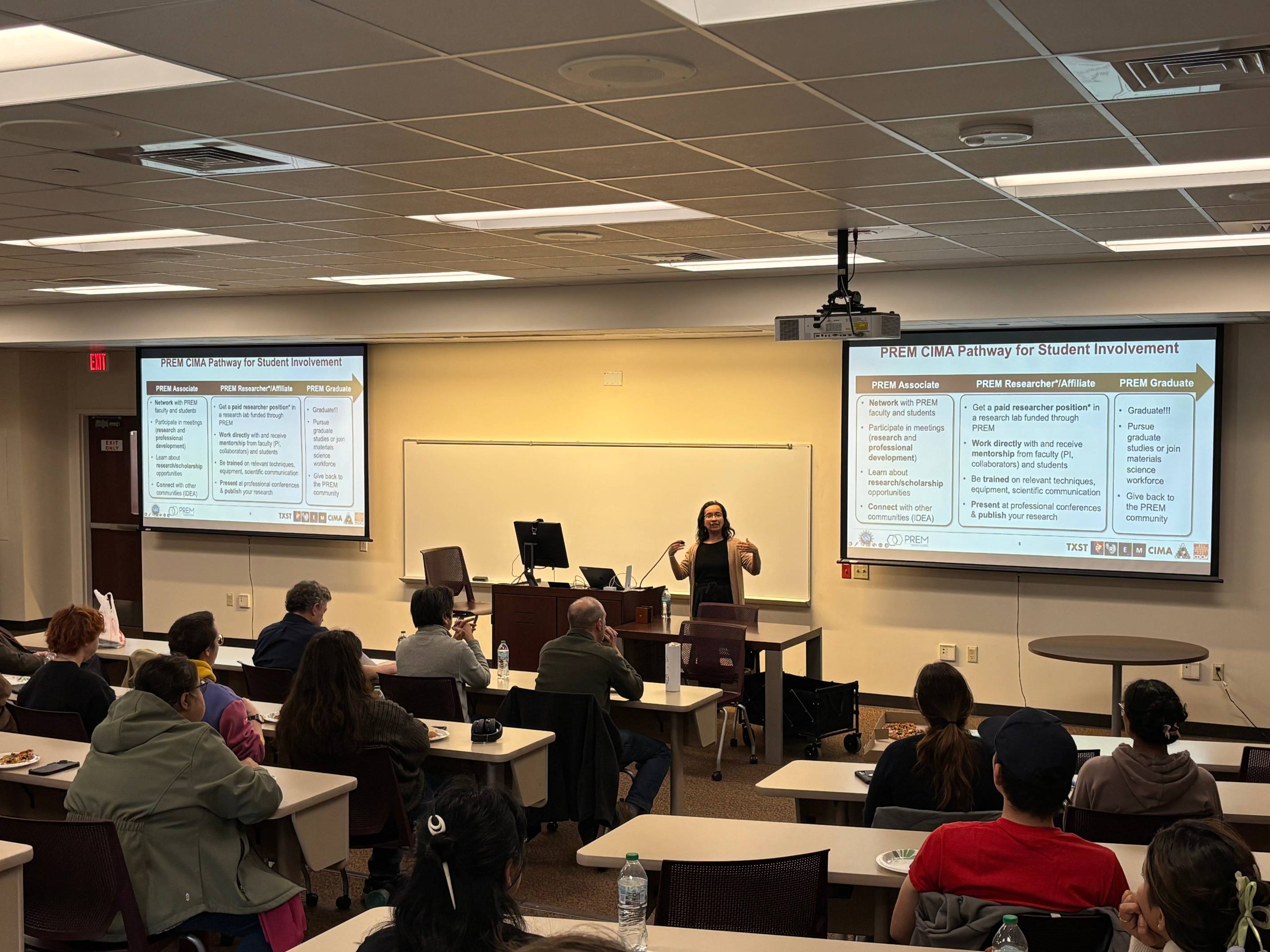 PREM Director presenting slides at PREM Welcome Back Event