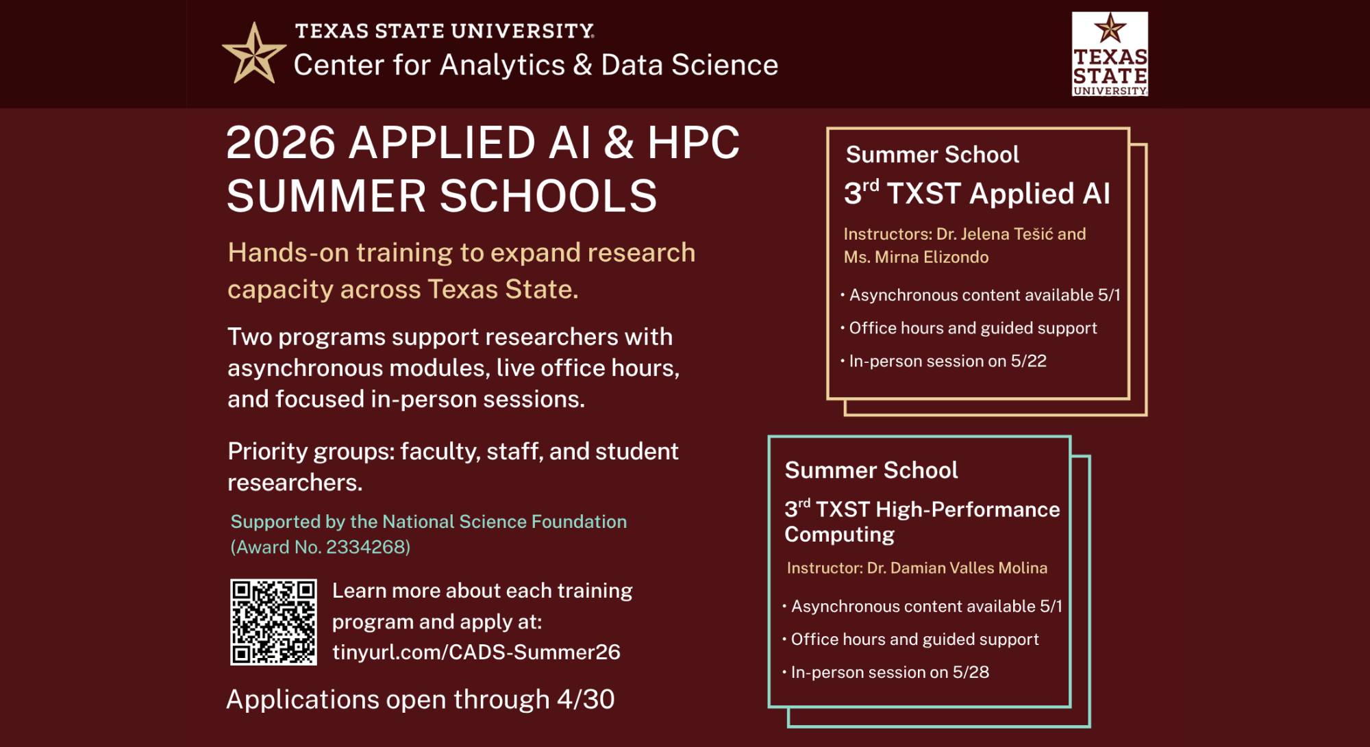 Open application for AI & HPC Summer Schools