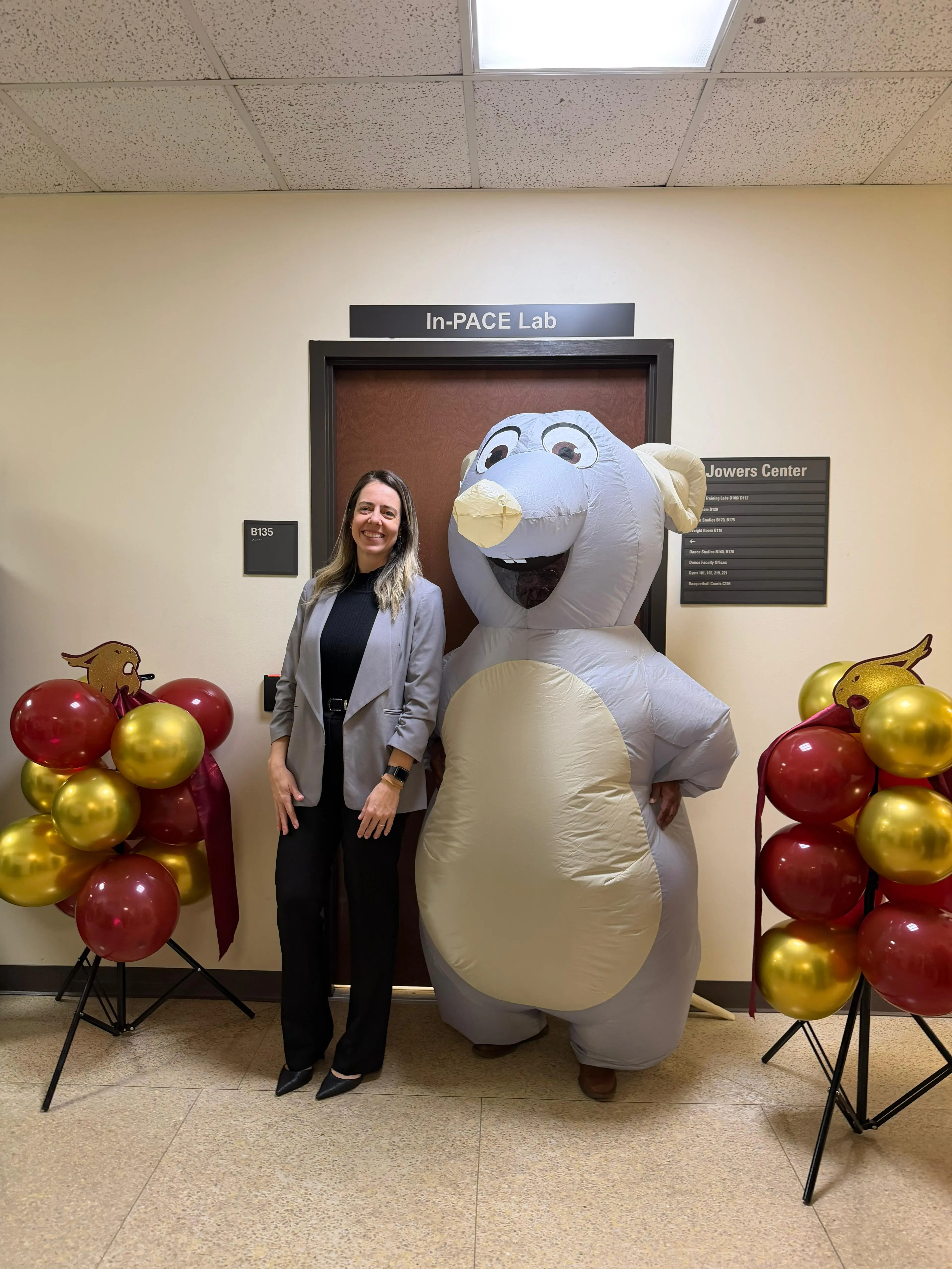photo of professor in front of new in-pace lab
