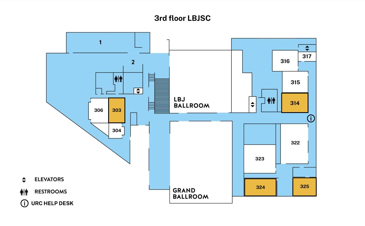 Map of 3rd floor LBJSC